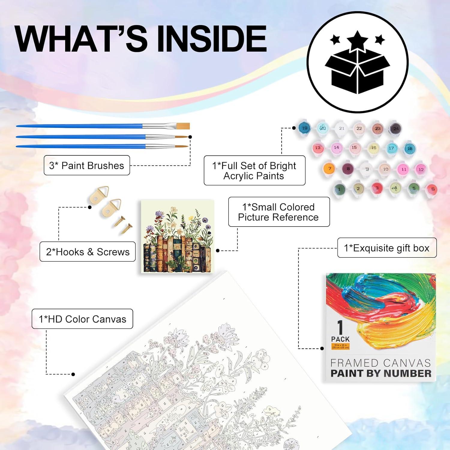 Kit de Pintura por Números Enmarcado Yezavesu 25.4x25.4 cm