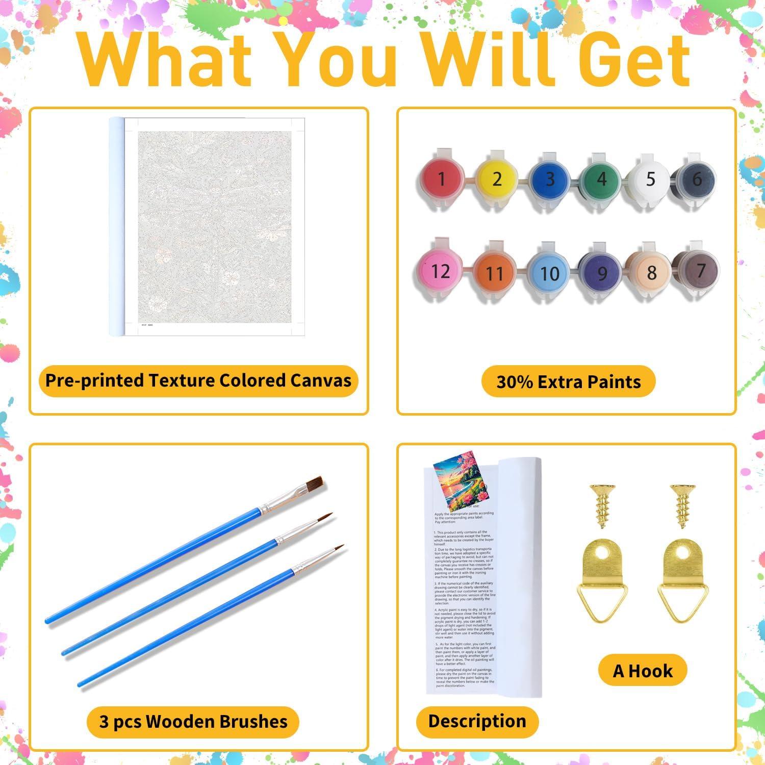 Kit de Pintar por Números Mandun Libélula 40.6x50.8 cm