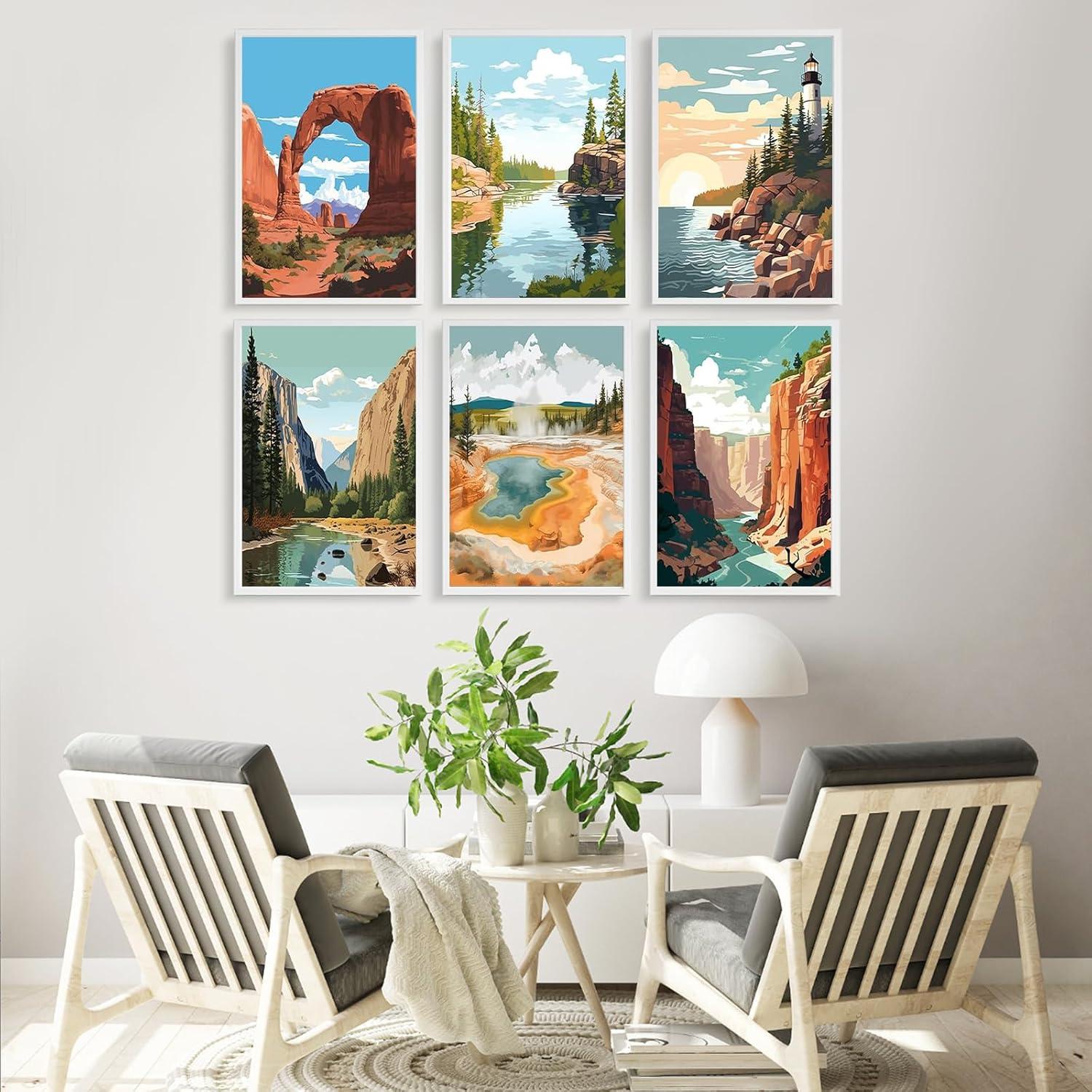 Kit de Pintura por Números Fountor 6 Paquetes Parque Nacional 30.48x20.32 cm