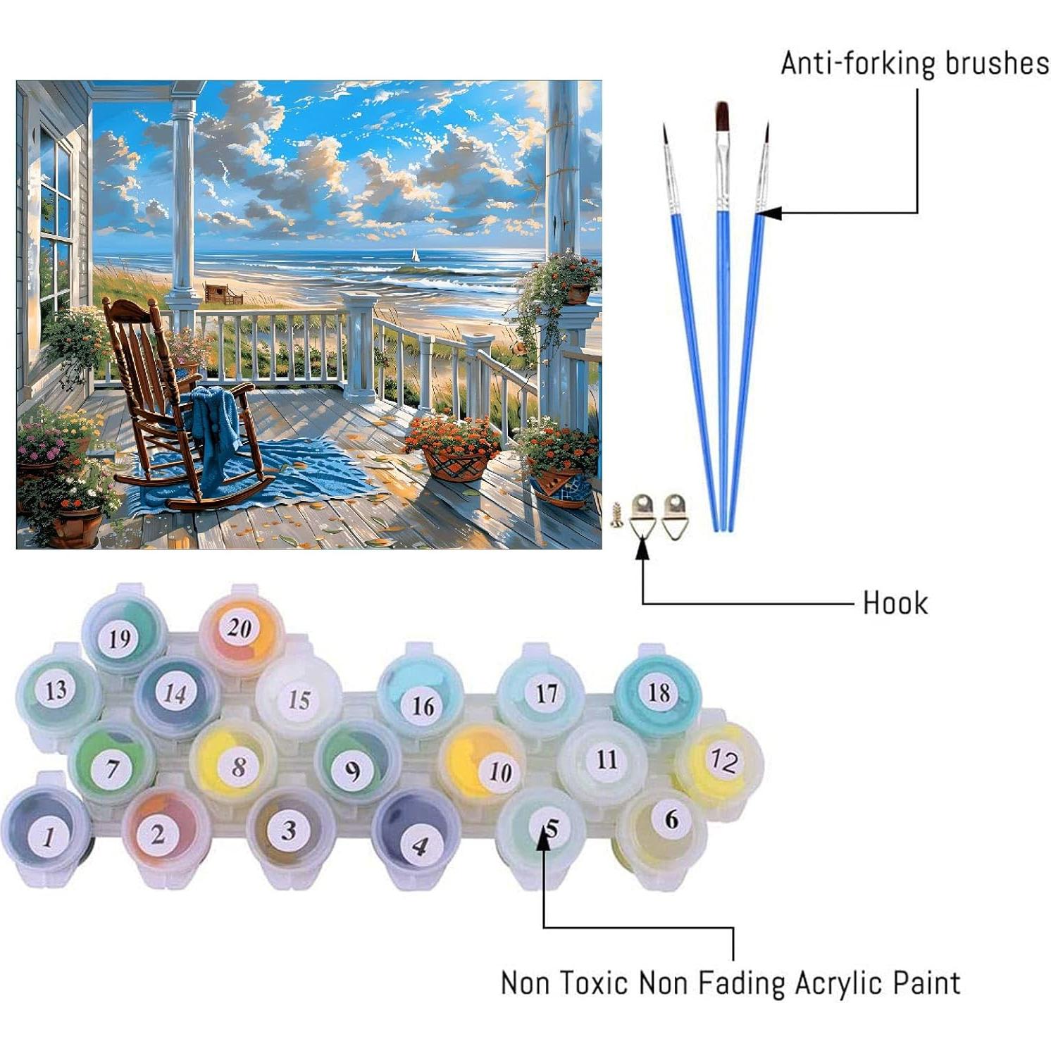 Kit de Pintura por Números Clendo Playa 40x50cm para Adultos