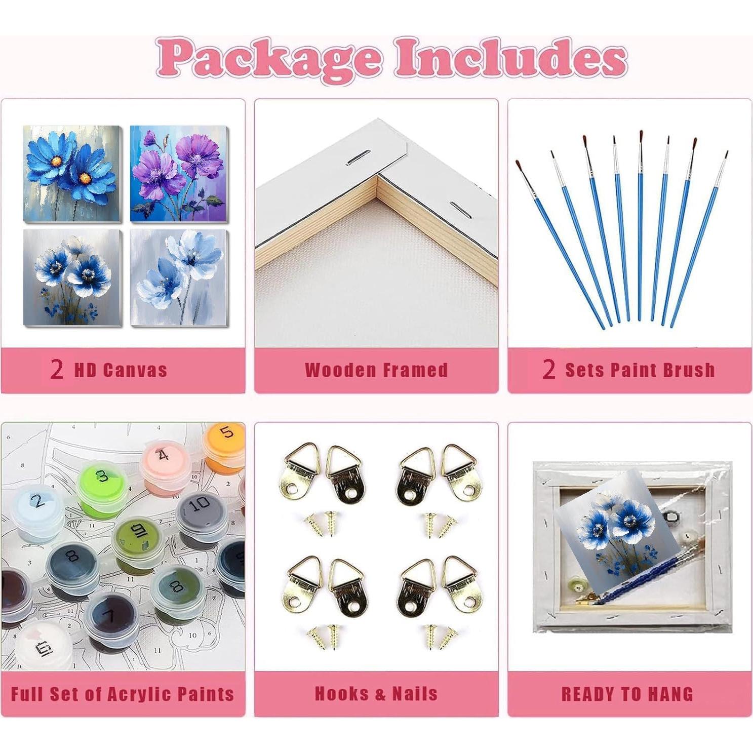 Kit de Pintura por Números Fotasmua 4 Paquetes 20x20 cm