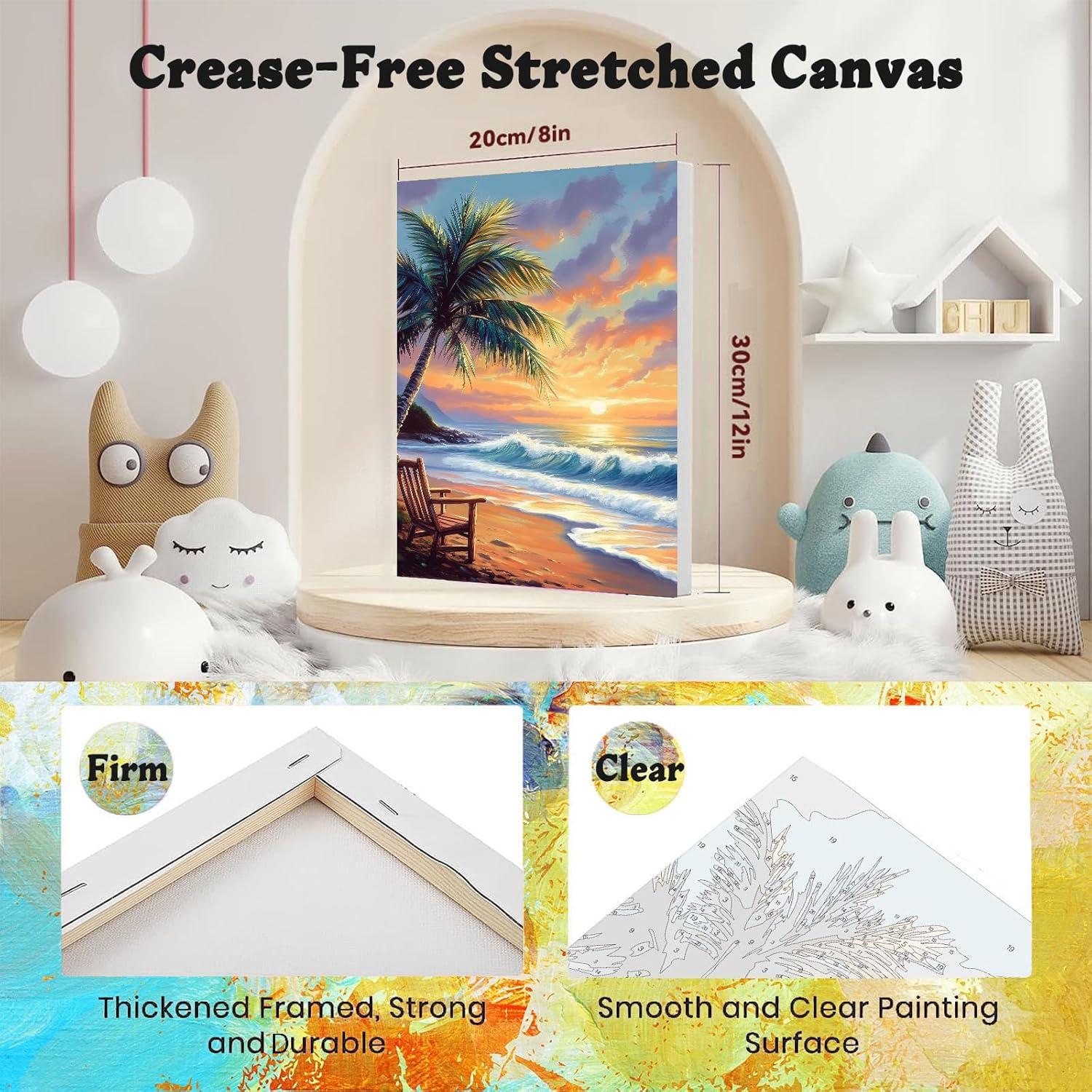 Kit de Pintura por Números XACKCME - 4 Lienzos Enmarcados 20x30 cm