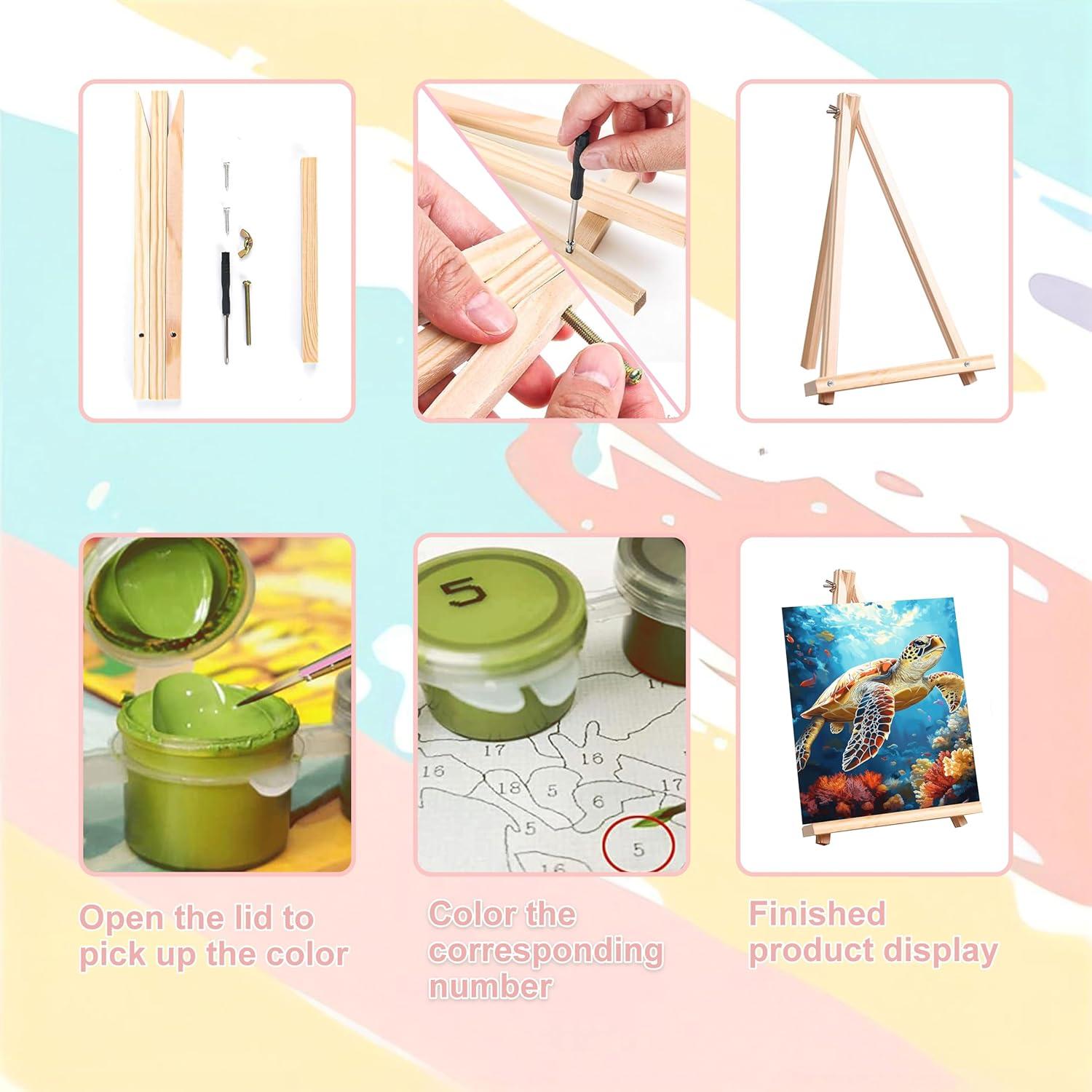 Kit de Pintura por Números XACKCME - 4 Lienzos Enmarcados 20x30 cm