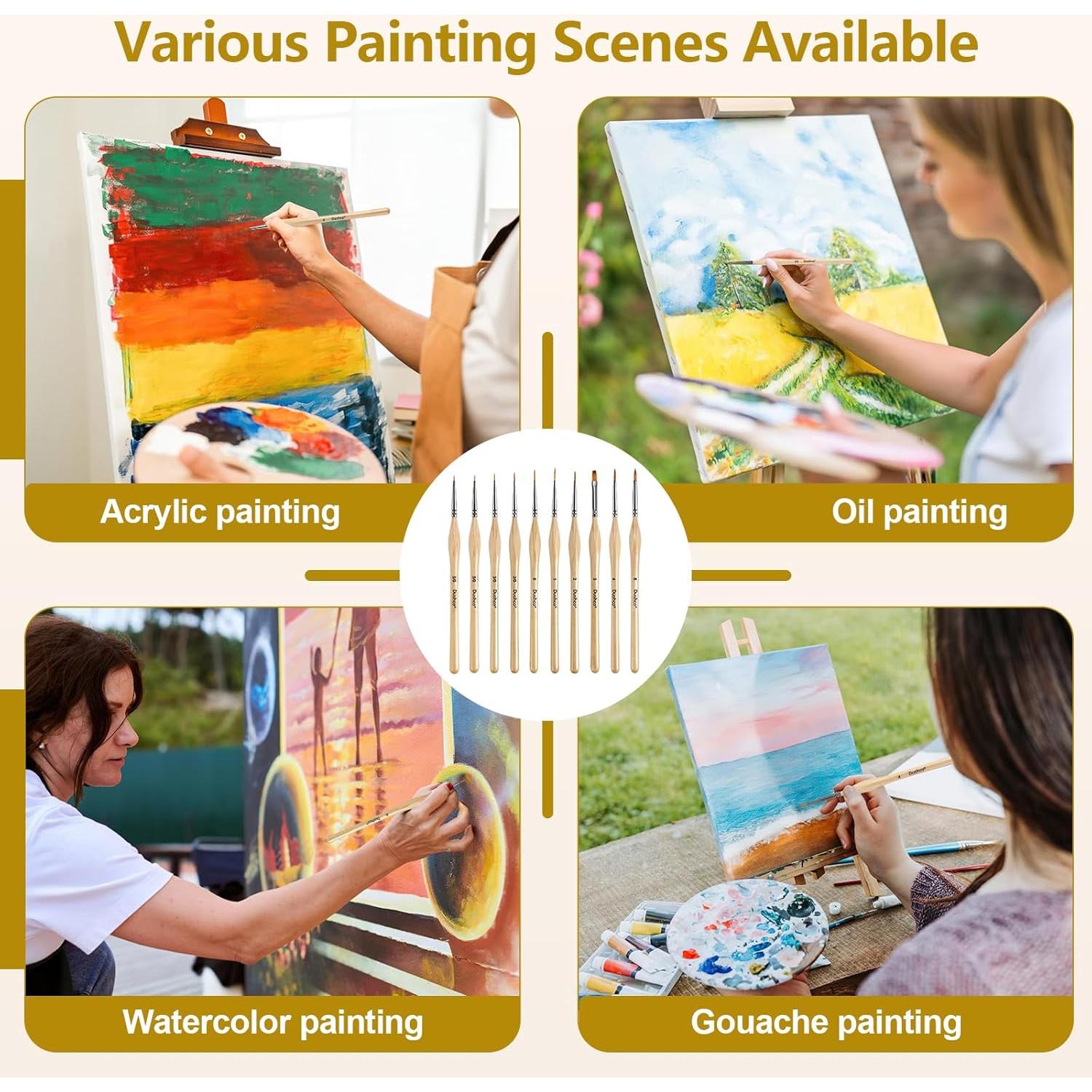 Set de 10 Pinceles de Pintura Dushco Miniatura Nylon