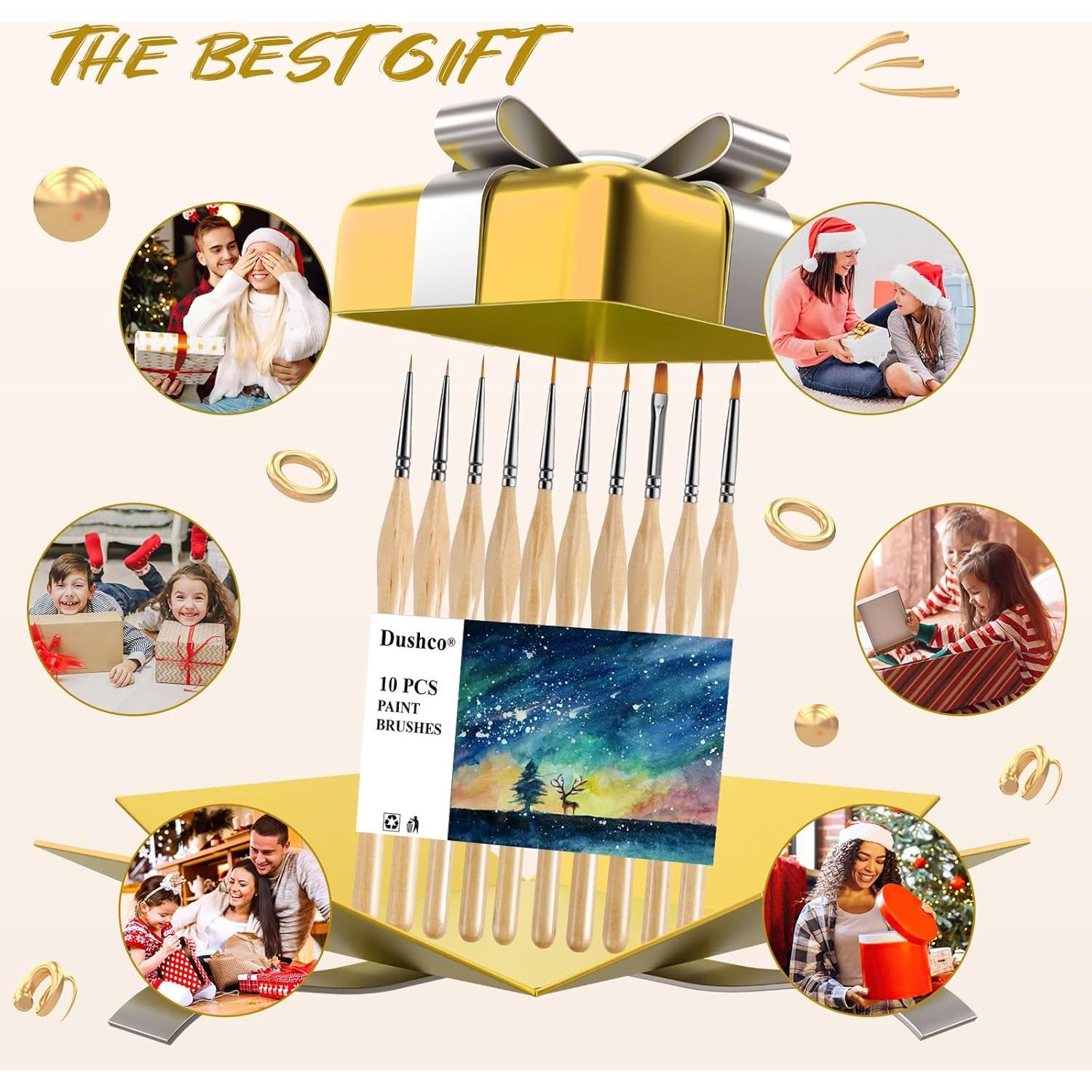 Set de 10 Pinceles de Pintura Dushco Miniatura Nylon