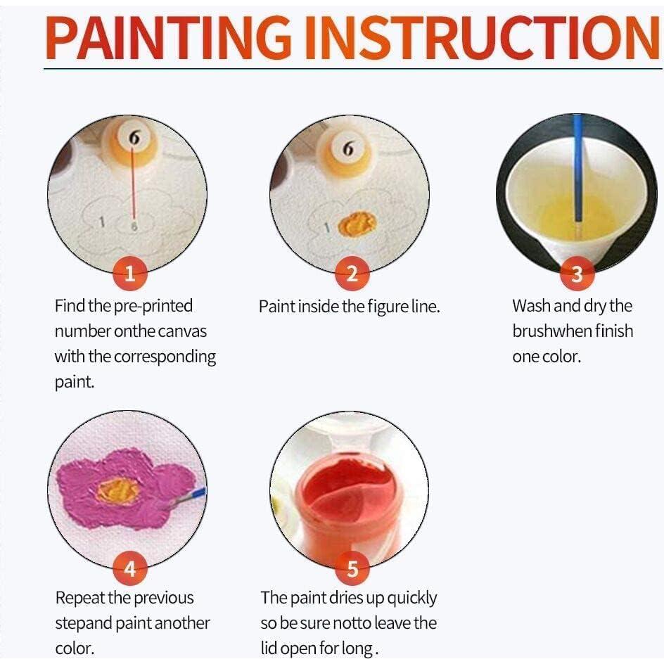 HIVIEW Pintura por Números 40.6x50.8 cm Acrílico Floral