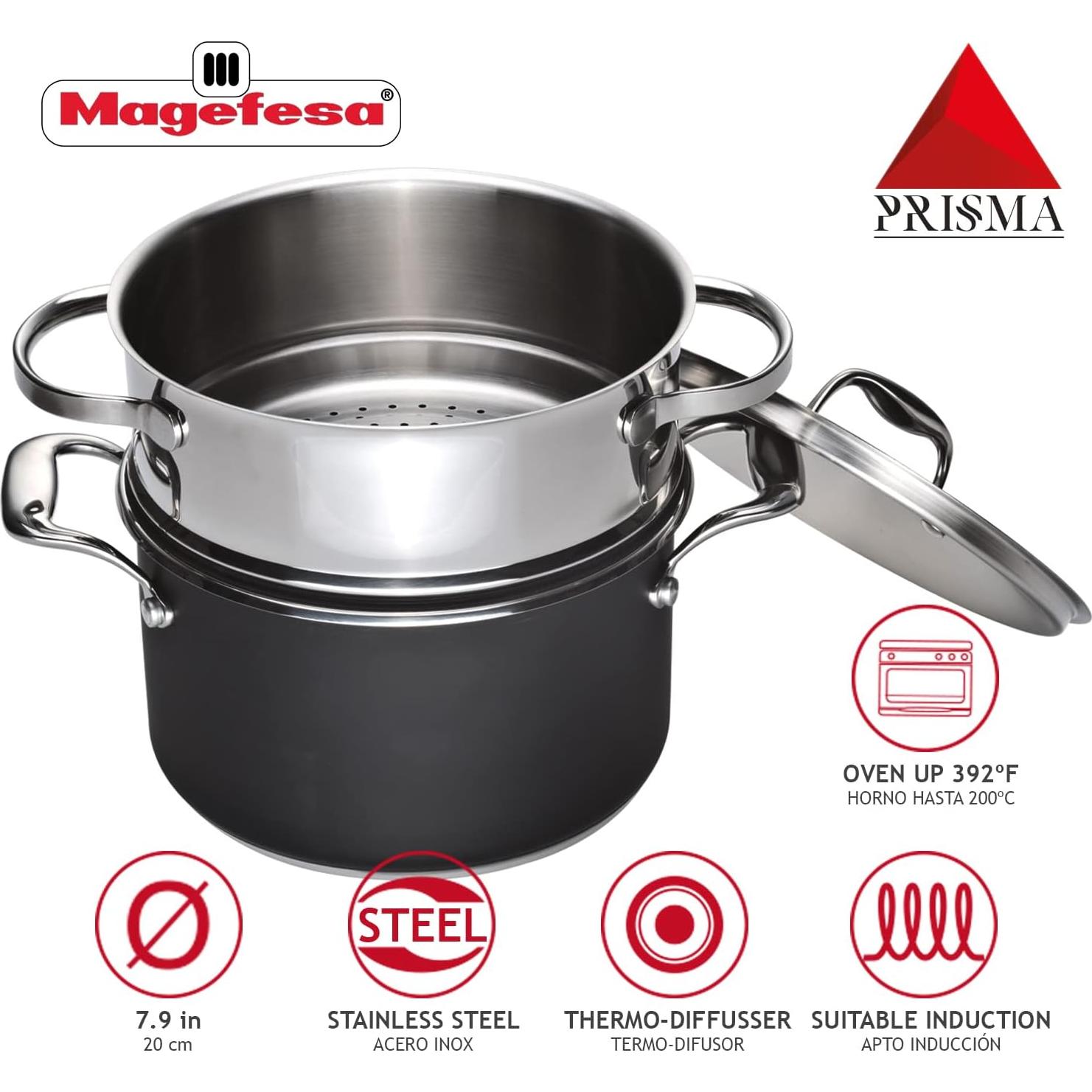 MAGEFESA Prisma – Olla a vapor 20 cm acero inoxidable