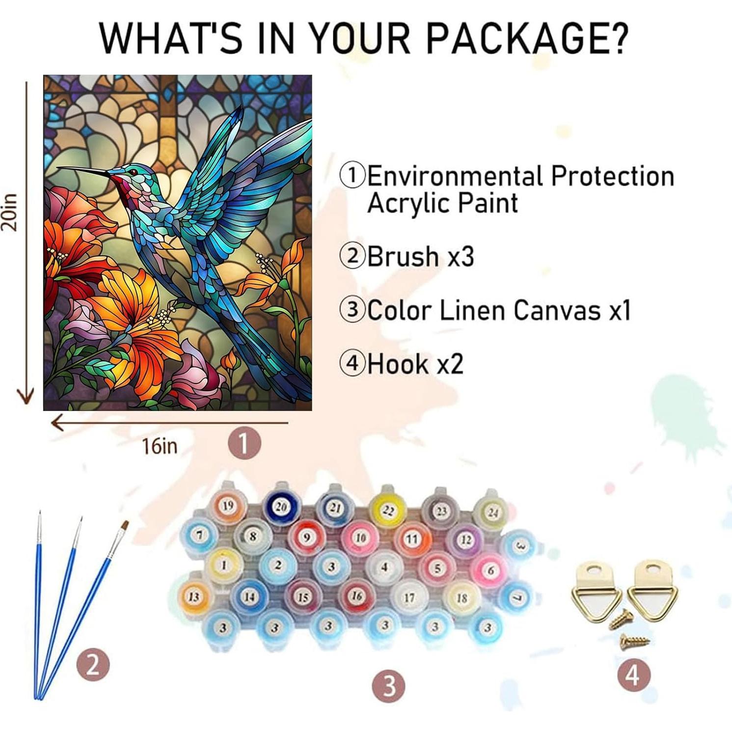 Pintura por Números XACKCME Colibrí 50.8x40.6 cm DIY