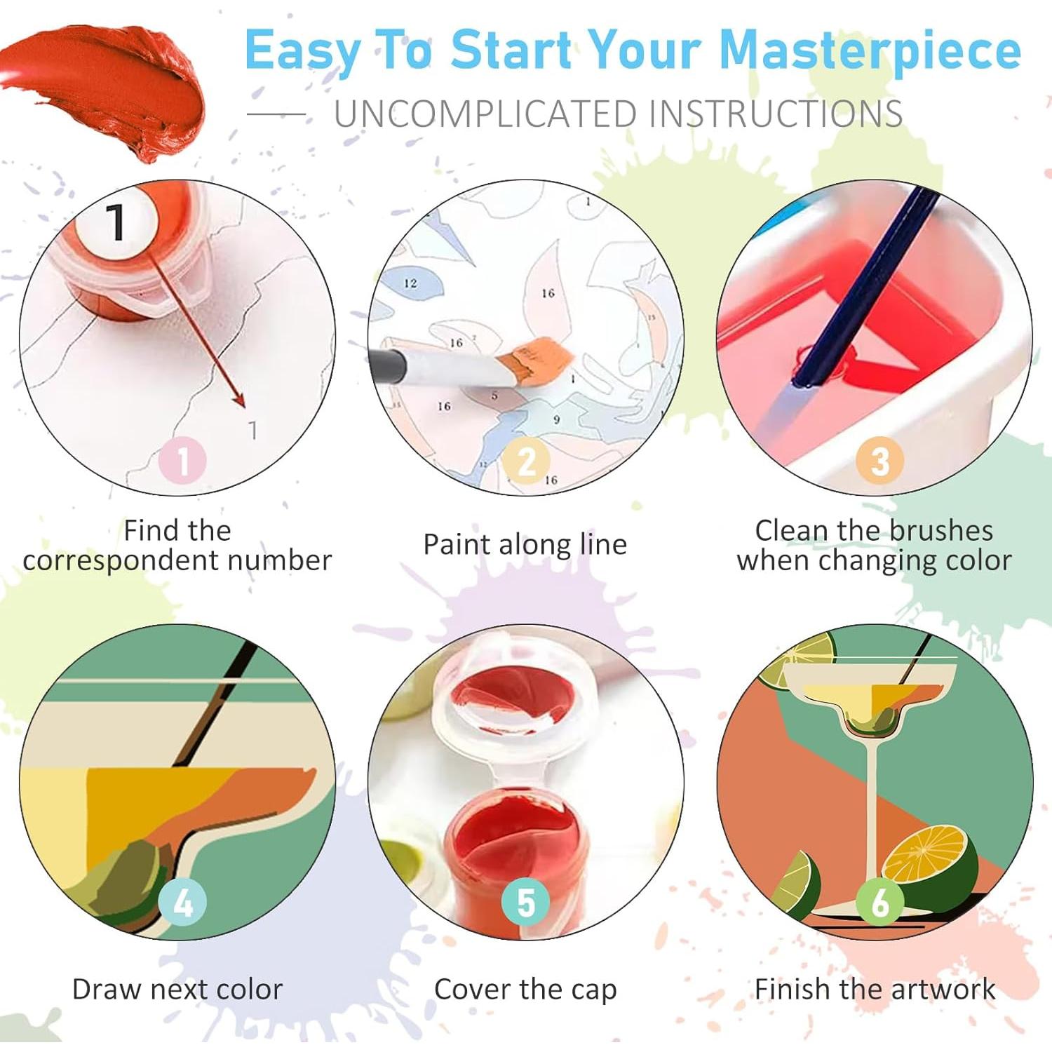 Kit de Pintura por Números Offito 6 Paquetes Adultos 20x25 cm