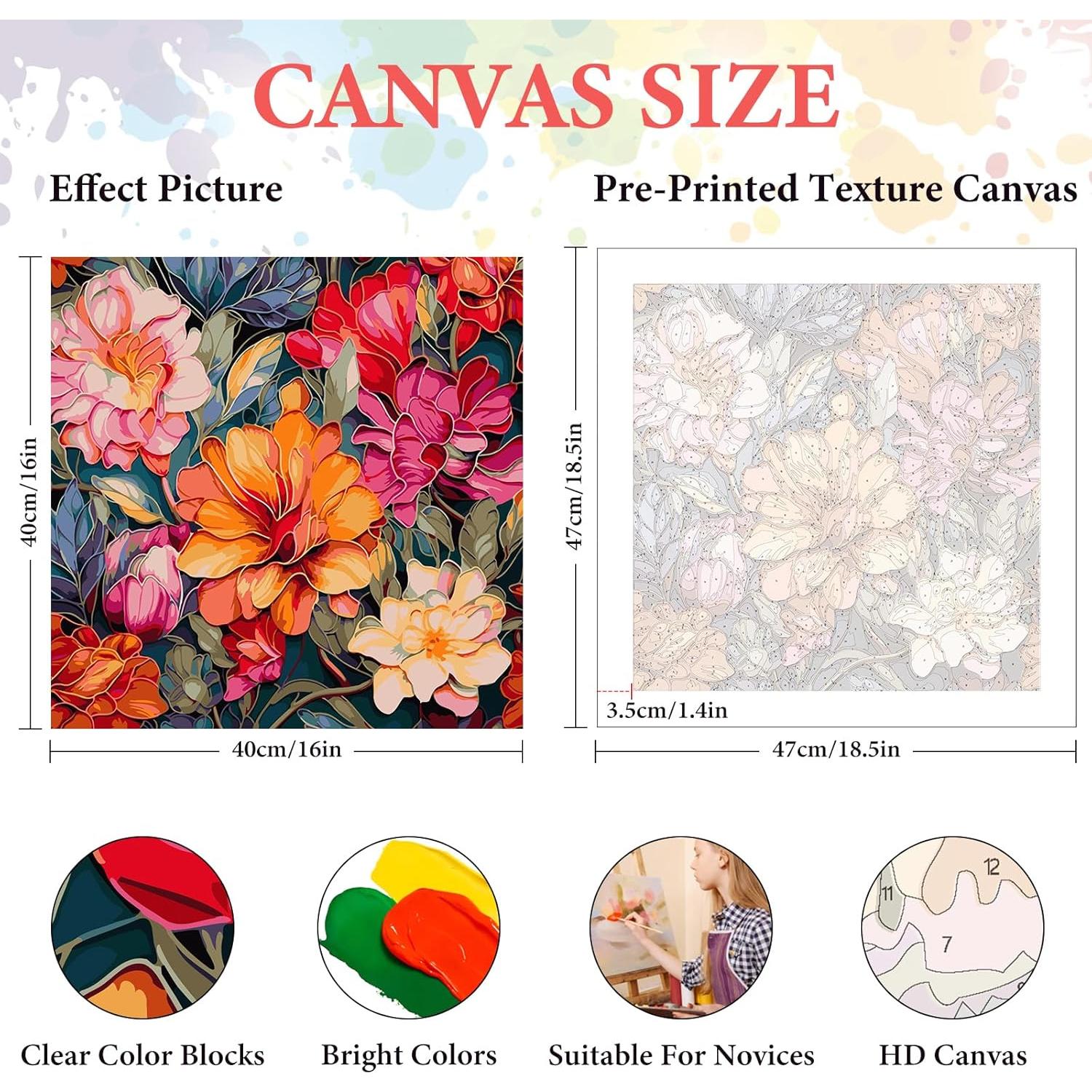 Kit de Pintura por Números Camocin 40.64x40.64cm Floral