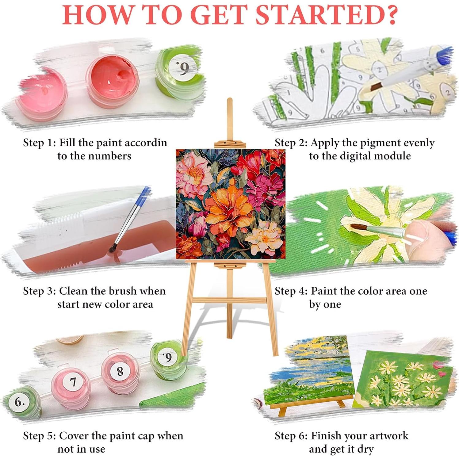 Kit de Pintura por Números Camocin 40.64x40.64cm Floral