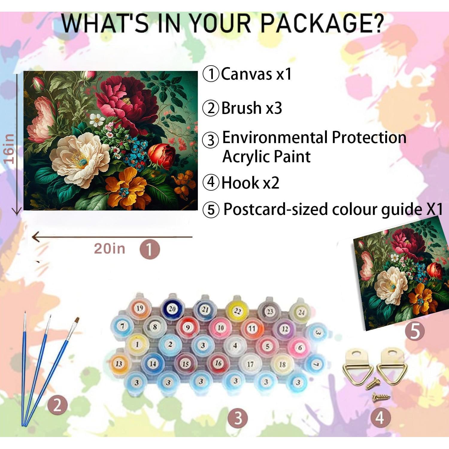Kit de Pintura por Números Arttoplus Adultos 40x50cm Floral