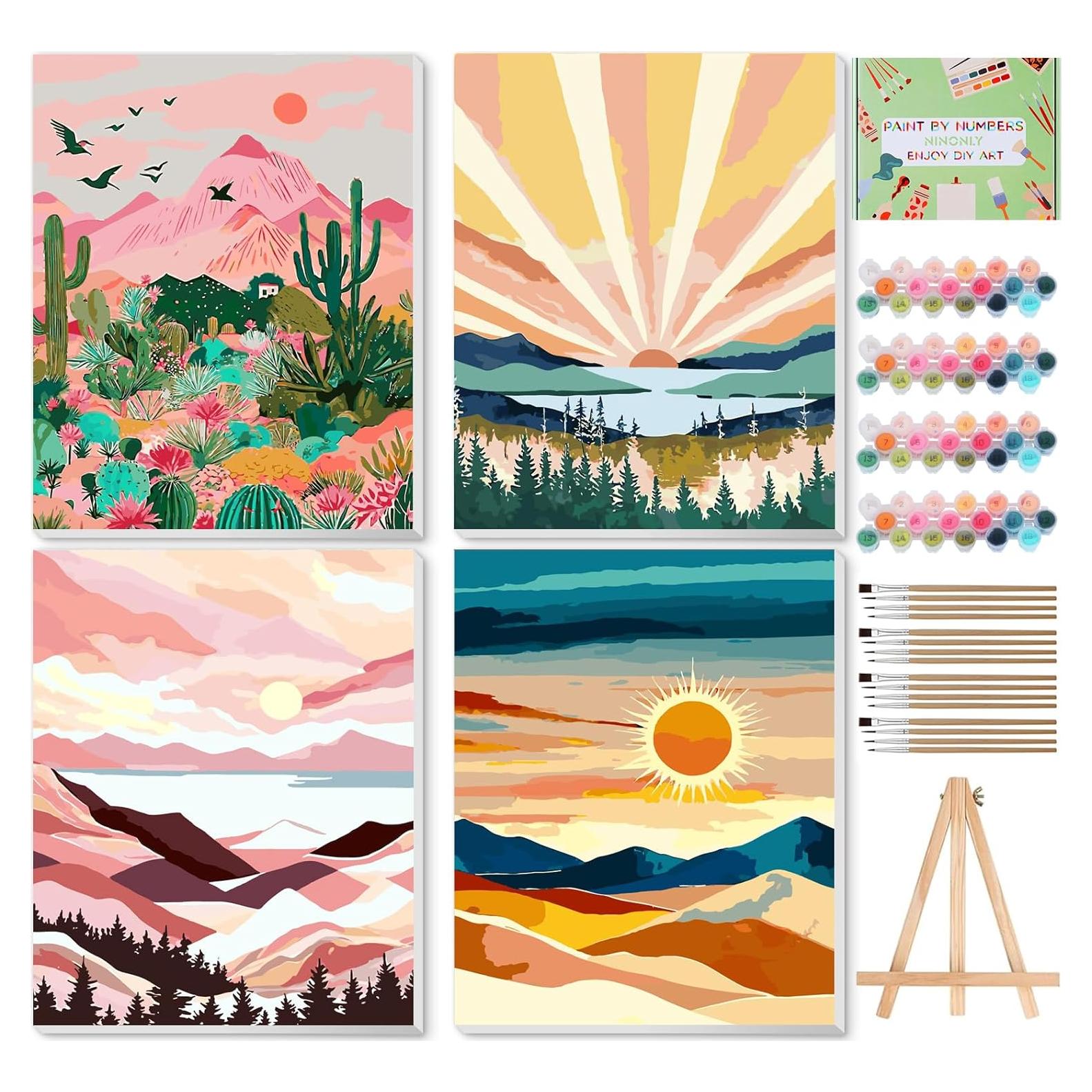 Kit de Pintar por Números Ninonly para Adultos 4 Lienzos 22.86x30.48cm