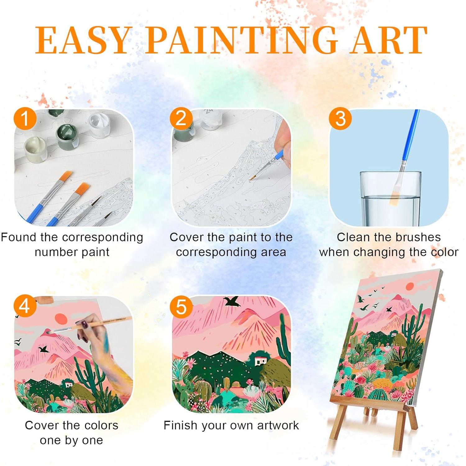 Kit de Pintar por Números Ninonly para Adultos 4 Lienzos 22.86x30.48cm