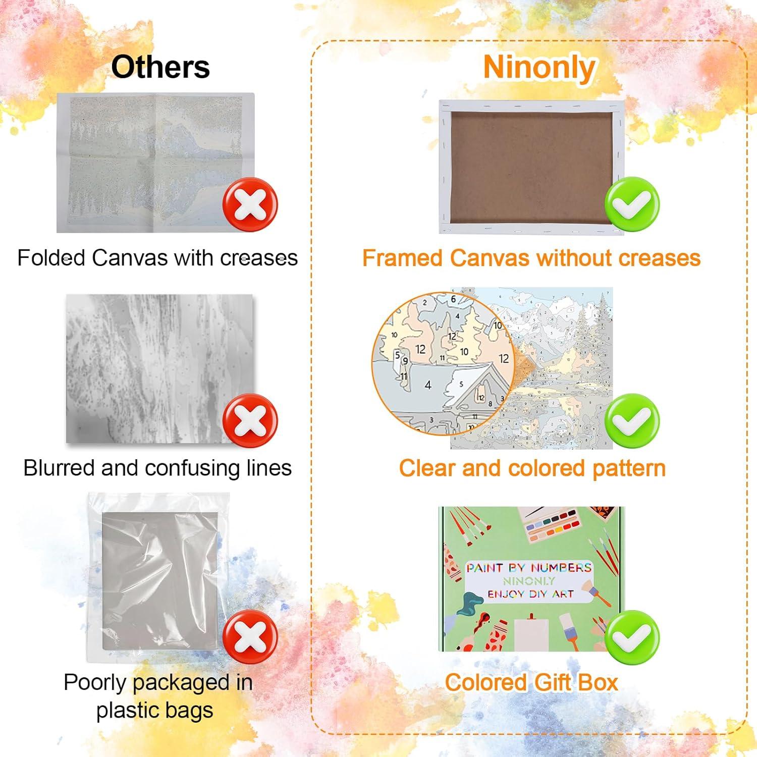 Kit de Pintar por Números Ninonly para Adultos 4 Lienzos 22.86x30.48cm