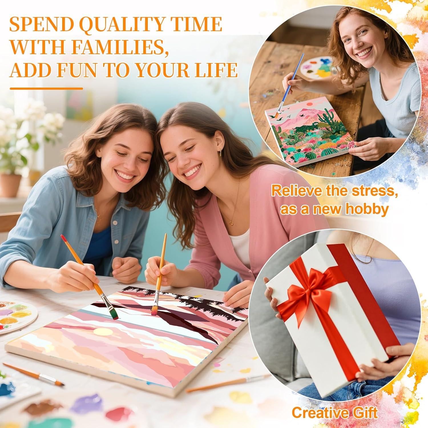 Kit de Pintar por Números Ninonly para Adultos 4 Lienzos 22.86x30.48cm