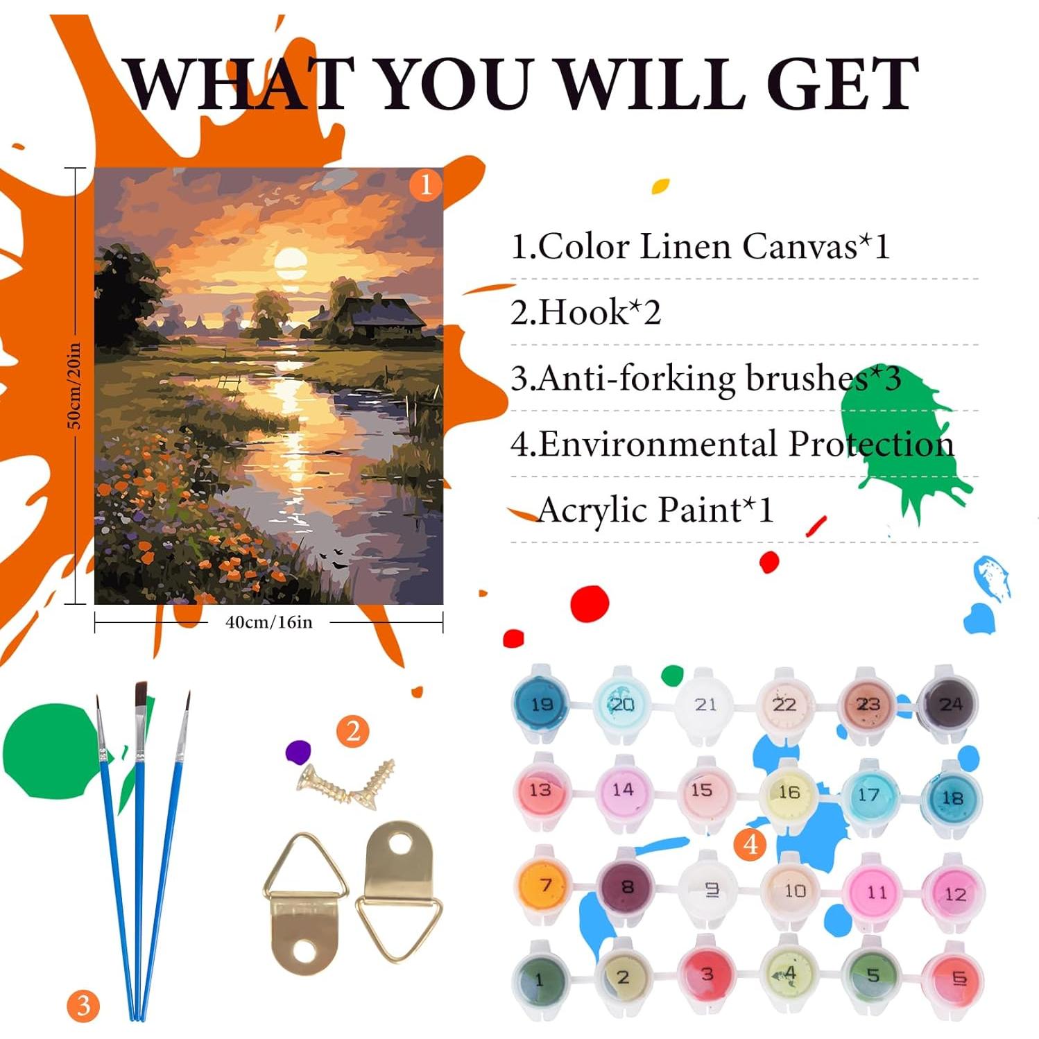 Kit de Pintura por Números Fountor 50.8x40.6 cm Atardecer