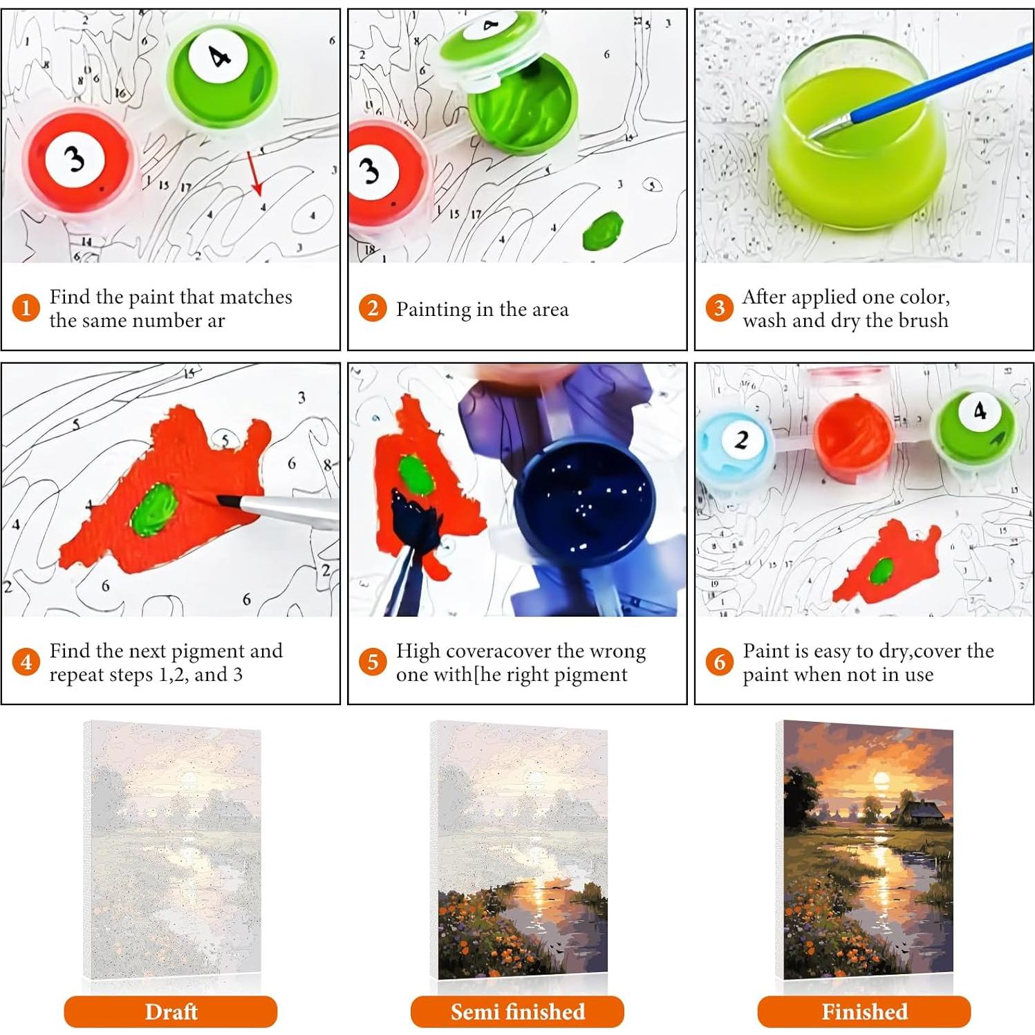 Kit de Pintura por Números Fountor 50.8x40.6 cm Atardecer