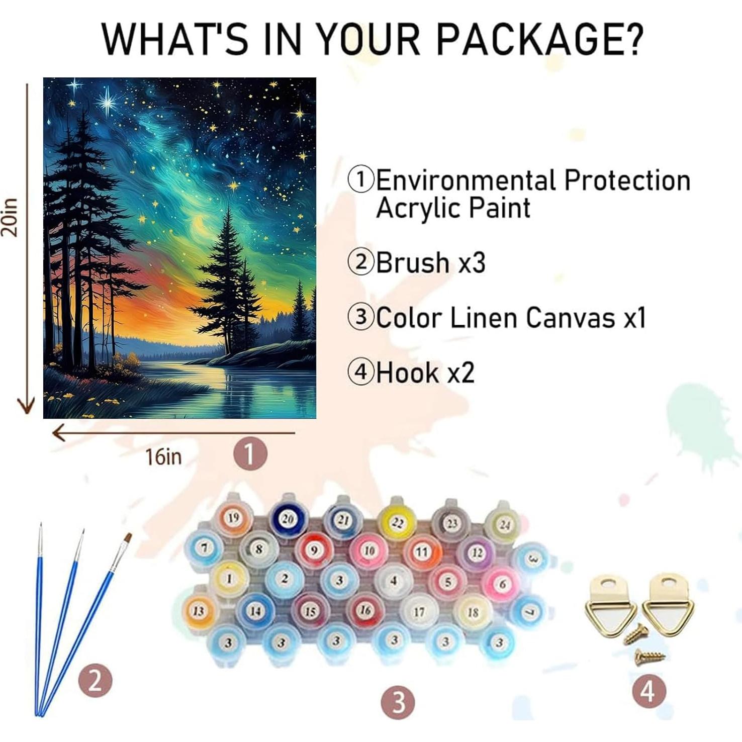 Pintura por Números XACKCME Cielo Estrellado 40.6x50.8 cm