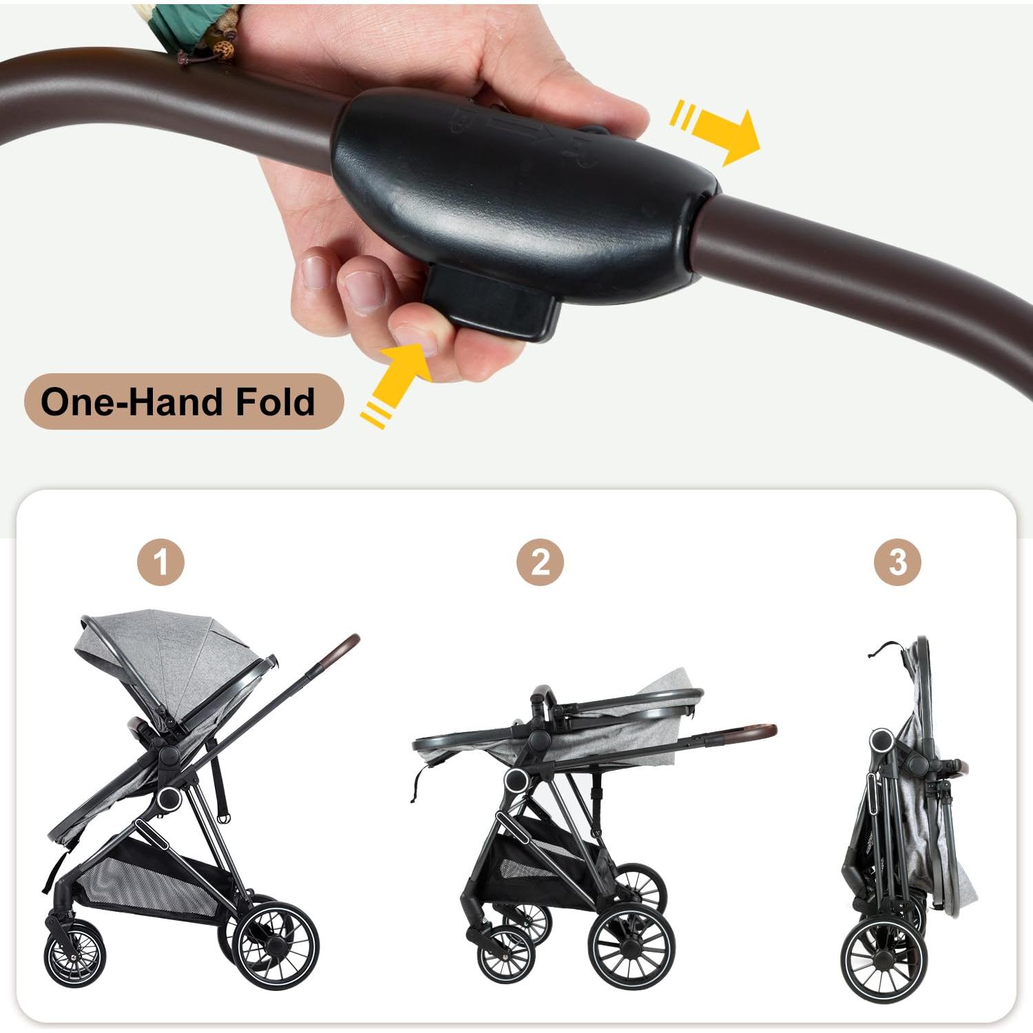 Cochecito 2 en 1 SIMPLGIRL Gris Plegable Asiento Reversible