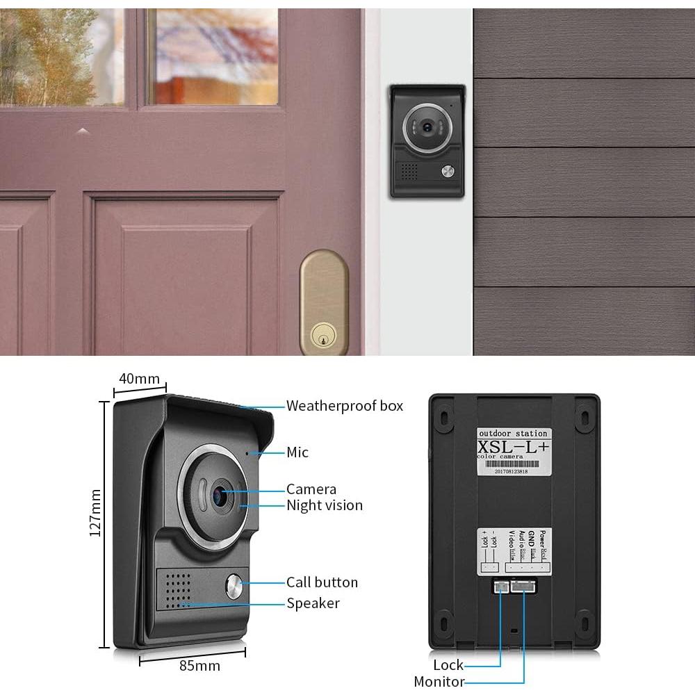 Intercomunicador de Video WOLILIWO 7" con 1 Cámara y 2 Monitores