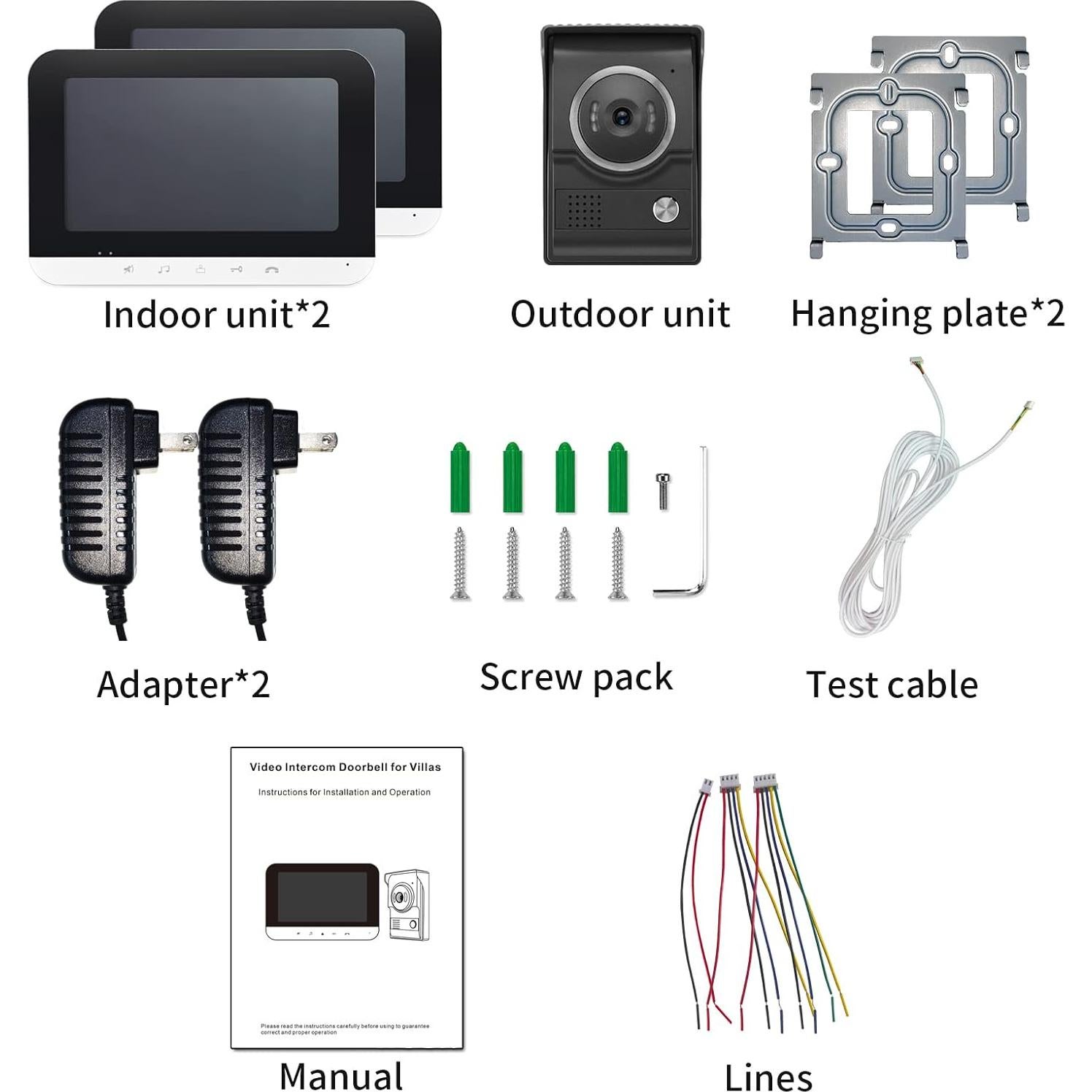 Intercomunicador de Video WOLILIWO 7" con 1 Cámara y 2 Monitores