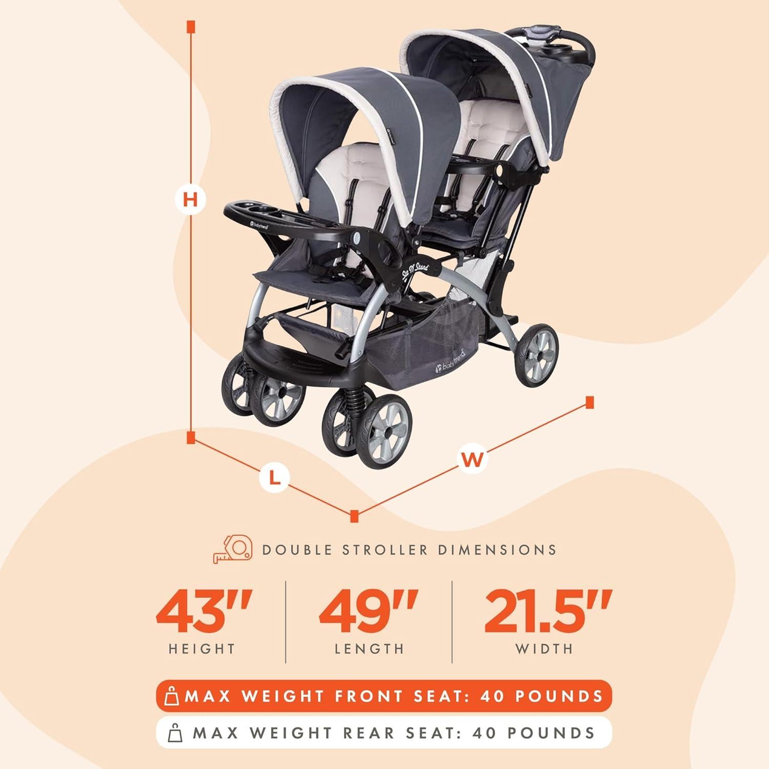 Carriola Doble Baby Trend Magnolia Plegable 2 Asientos