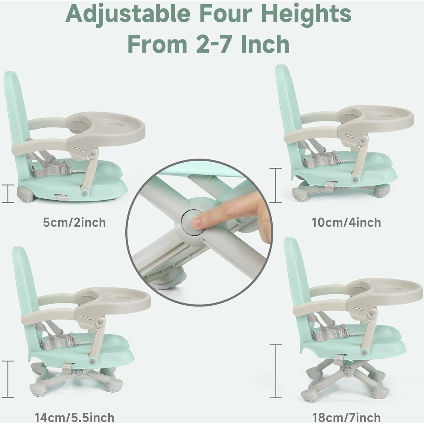 Silla Alta Plegable para Bebé YOLEO Ajustable Verde 1.8kg