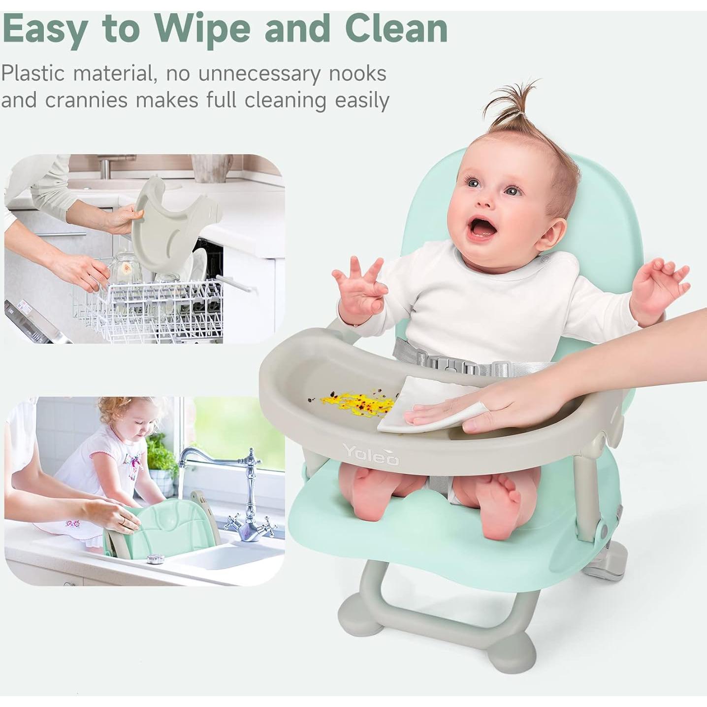 Silla Alta Plegable para Bebé YOLEO Ajustable Verde 1.8kg