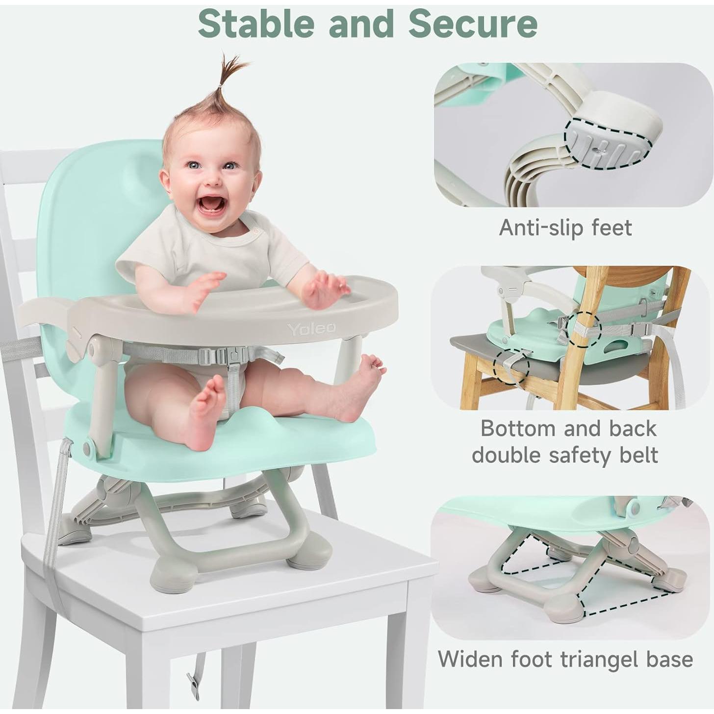 Silla Alta Plegable para Bebé YOLEO Ajustable Verde 1.8kg