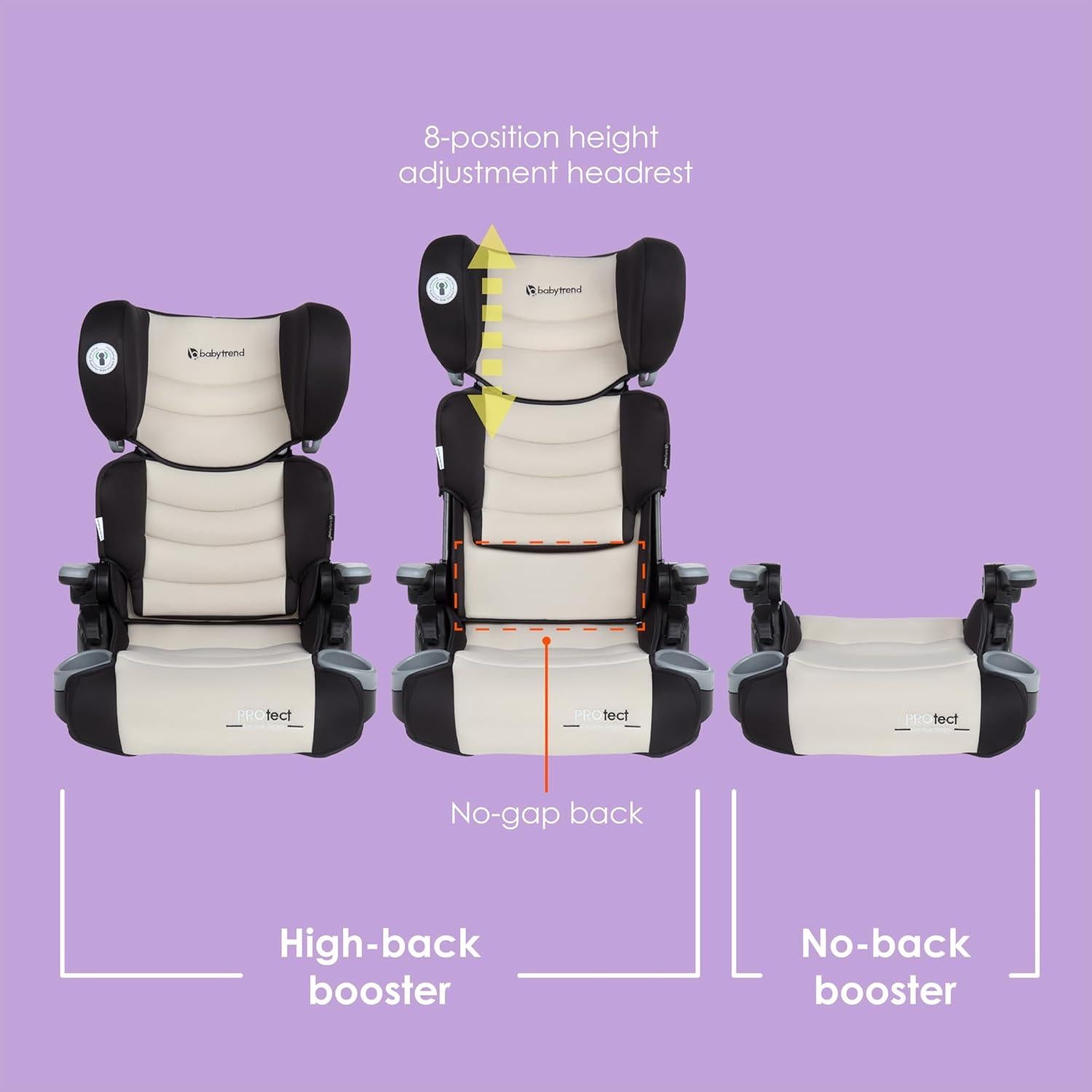 Asiento Elevador Plegable Baby Trend Protect 2-en-1 Dash Tan