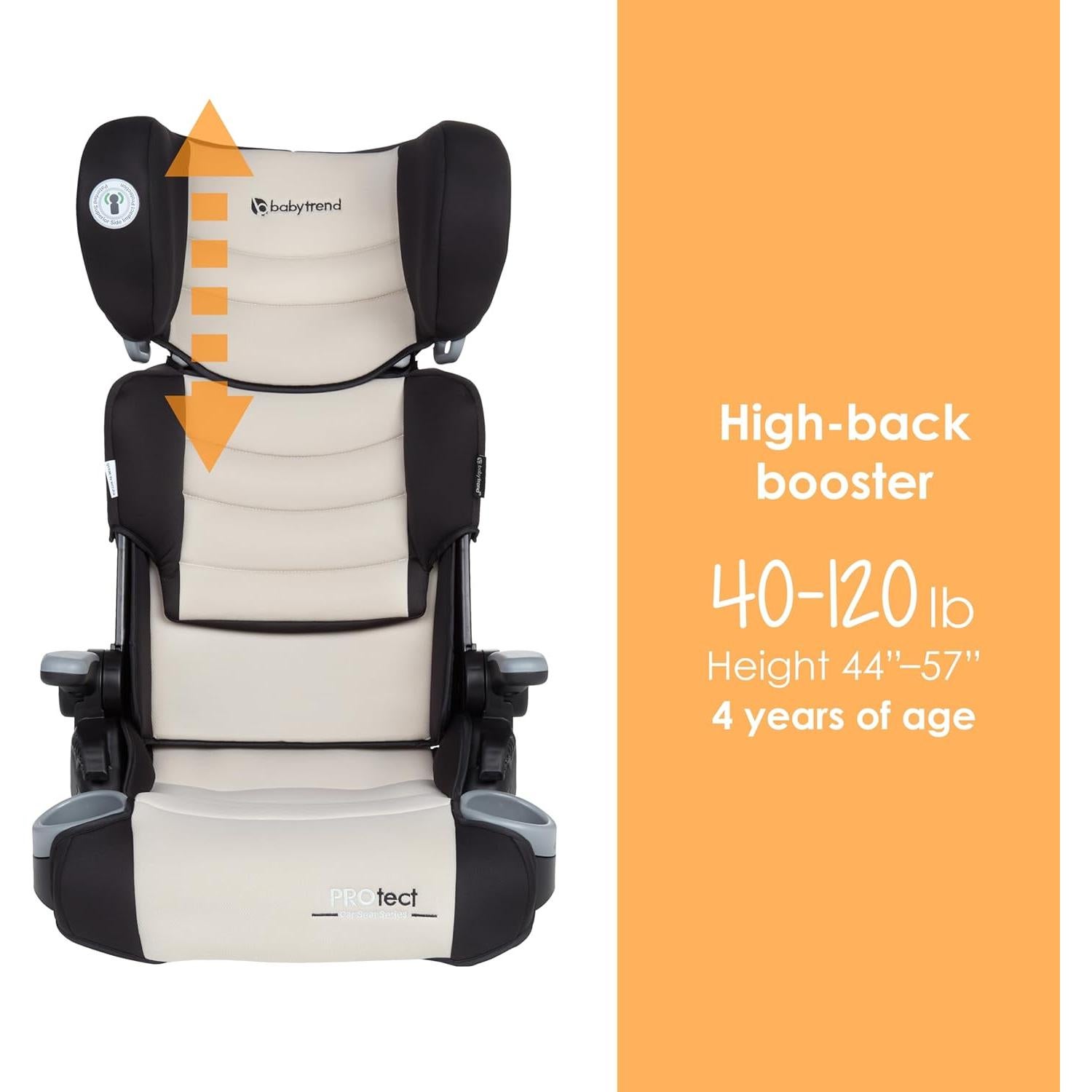 Asiento Elevador Plegable Baby Trend Protect 2-en-1 Dash Tan