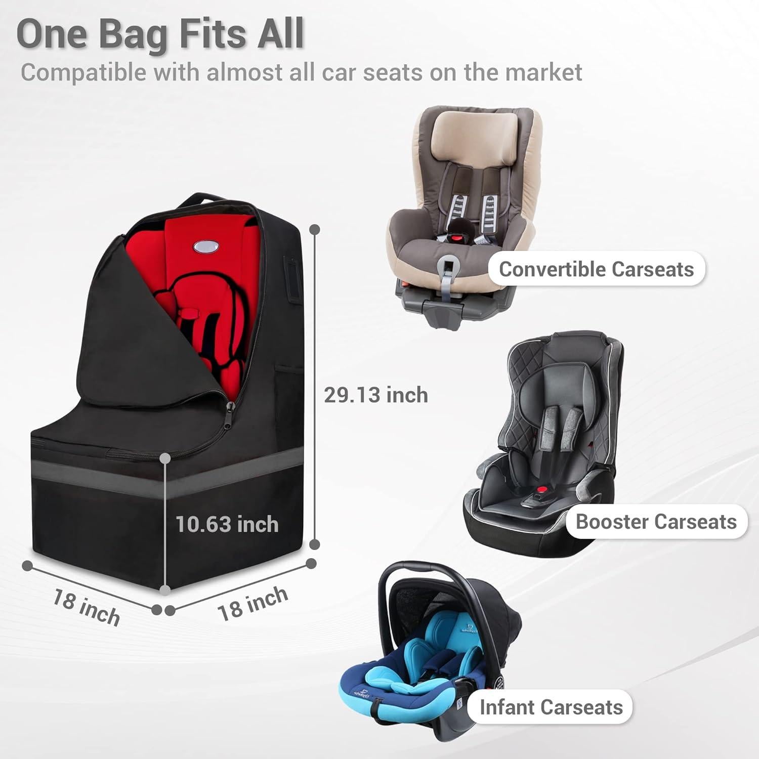 Bolsa de Viaje Acolchada ProFaster para Asiento de Auto Gris