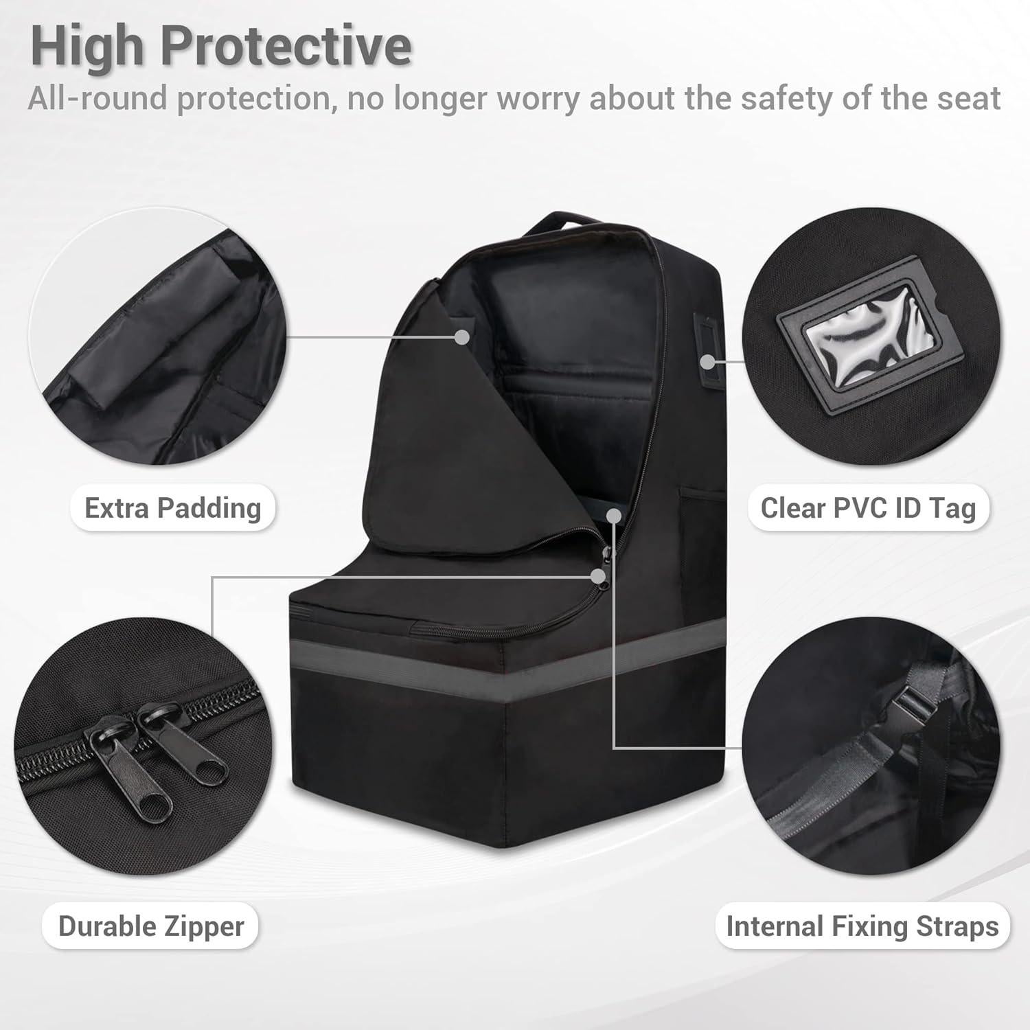 Bolsa de Viaje Acolchada ProFaster para Asiento de Auto Gris