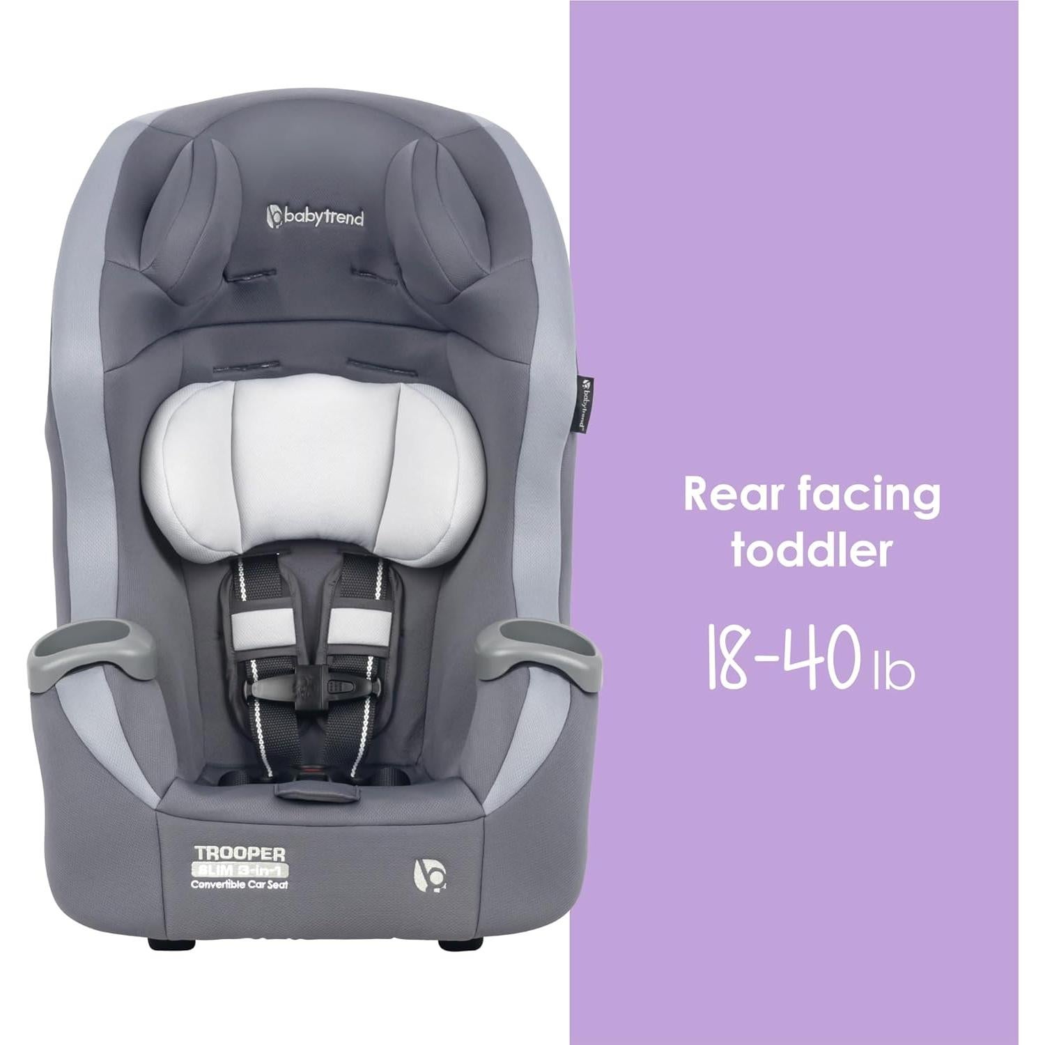 Silla de Auto Convertible Baby Trend Trooper Slim 3-en-1 Gris