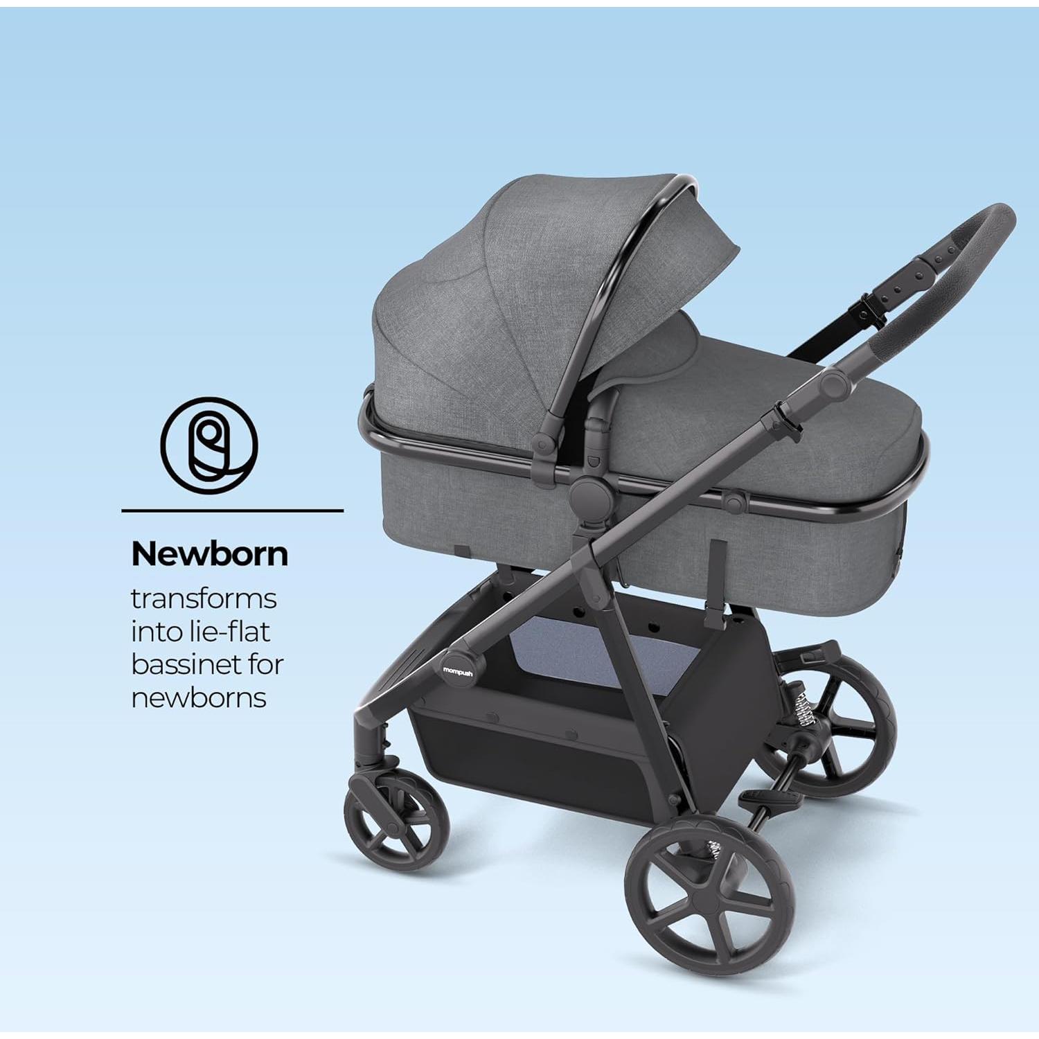 Carriola Mompush Meteor 2-en-1 Gris con Adaptador Auto