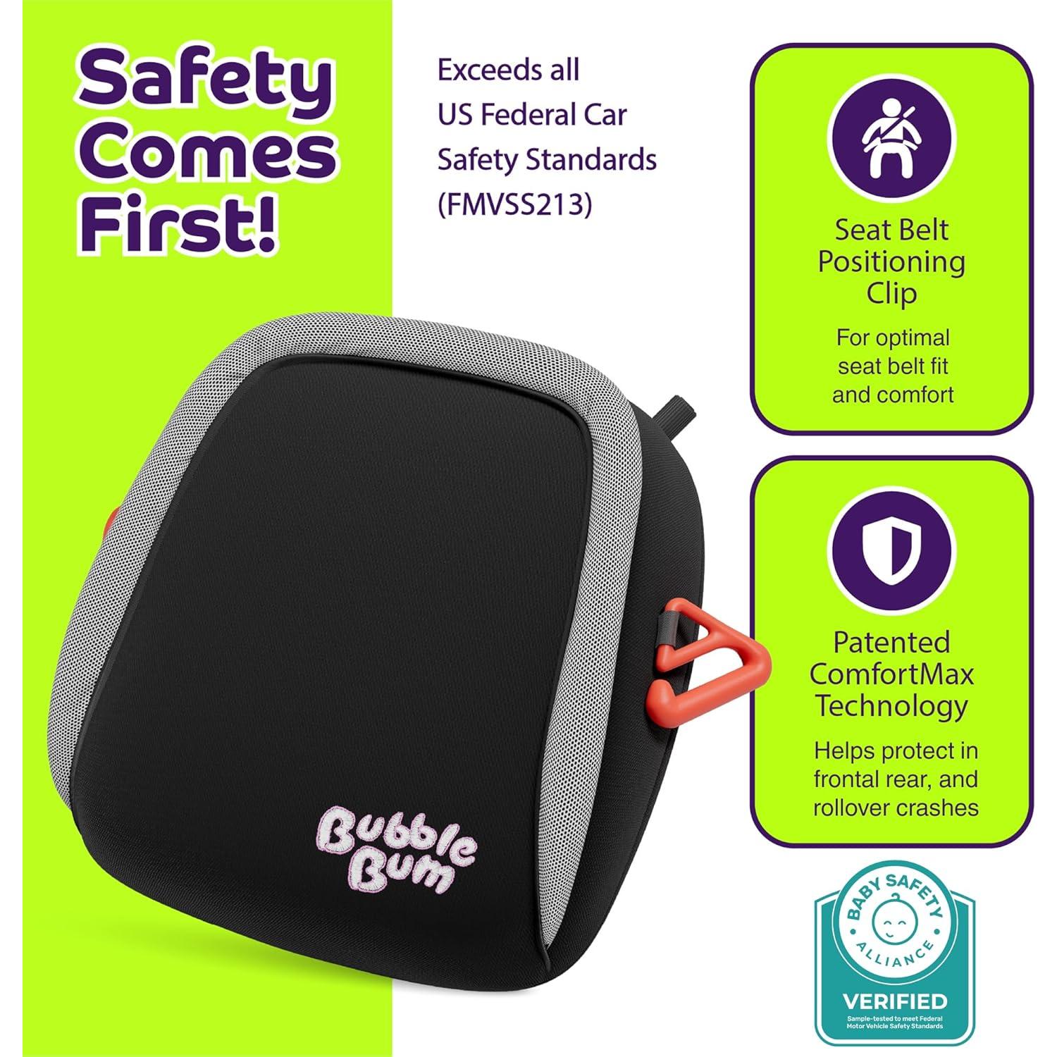 Asiento Elevador Inflable BubbleBum Negro - Plegable y Ligero para Niños 4-11 Años