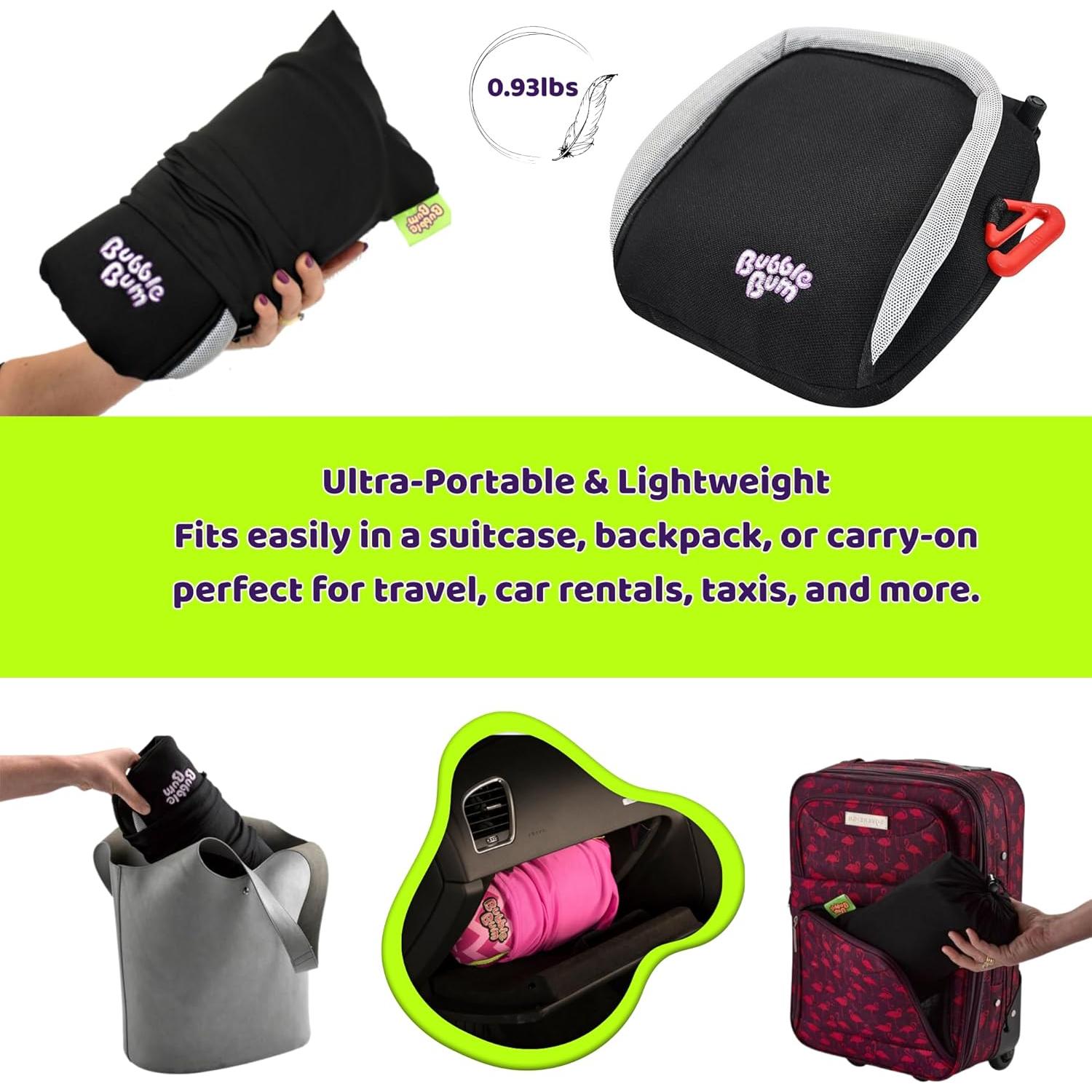 Asiento Elevador Inflable BubbleBum Negro - Plegable y Ligero para Niños 4-11 Años