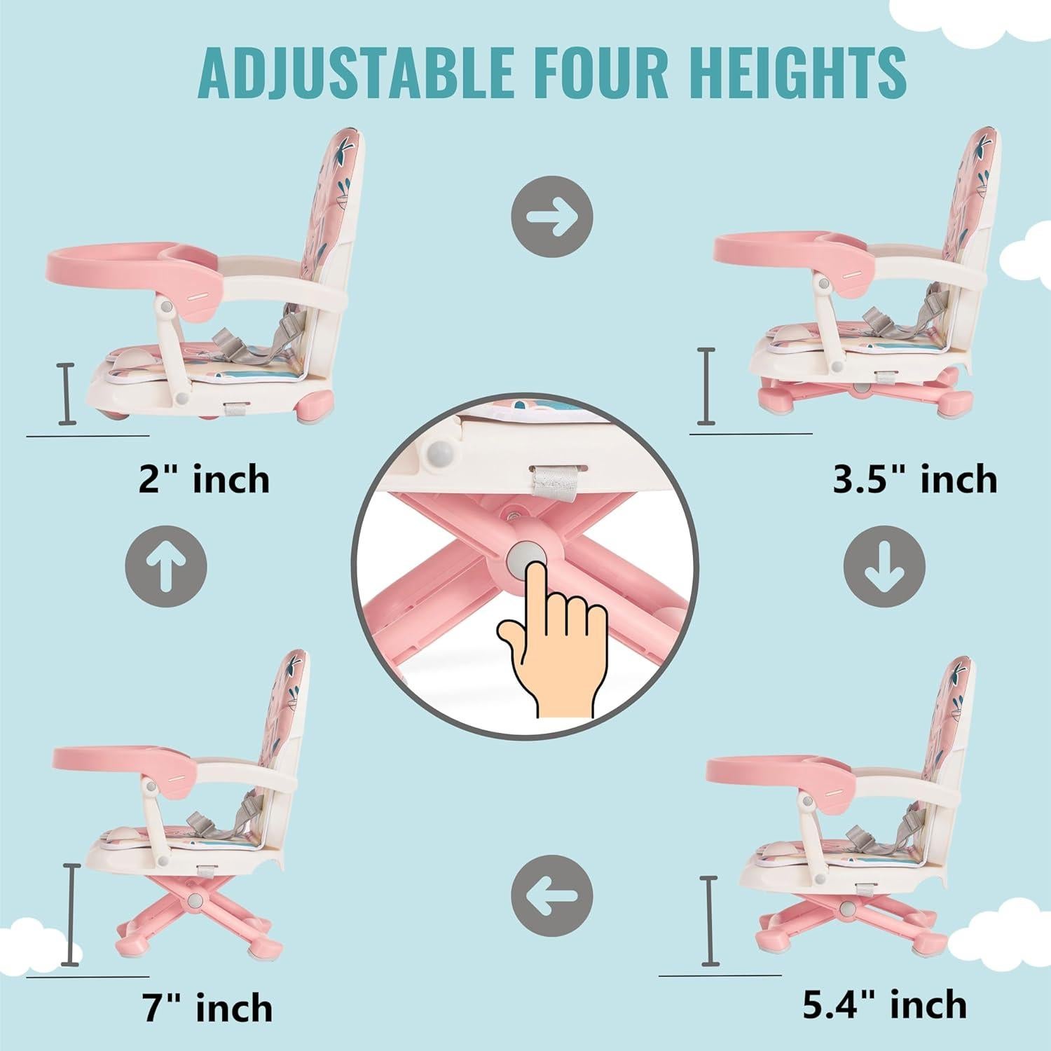 Asiento Elevador Dream On Me Munch N Go Rosa 3 en 1 Plegable