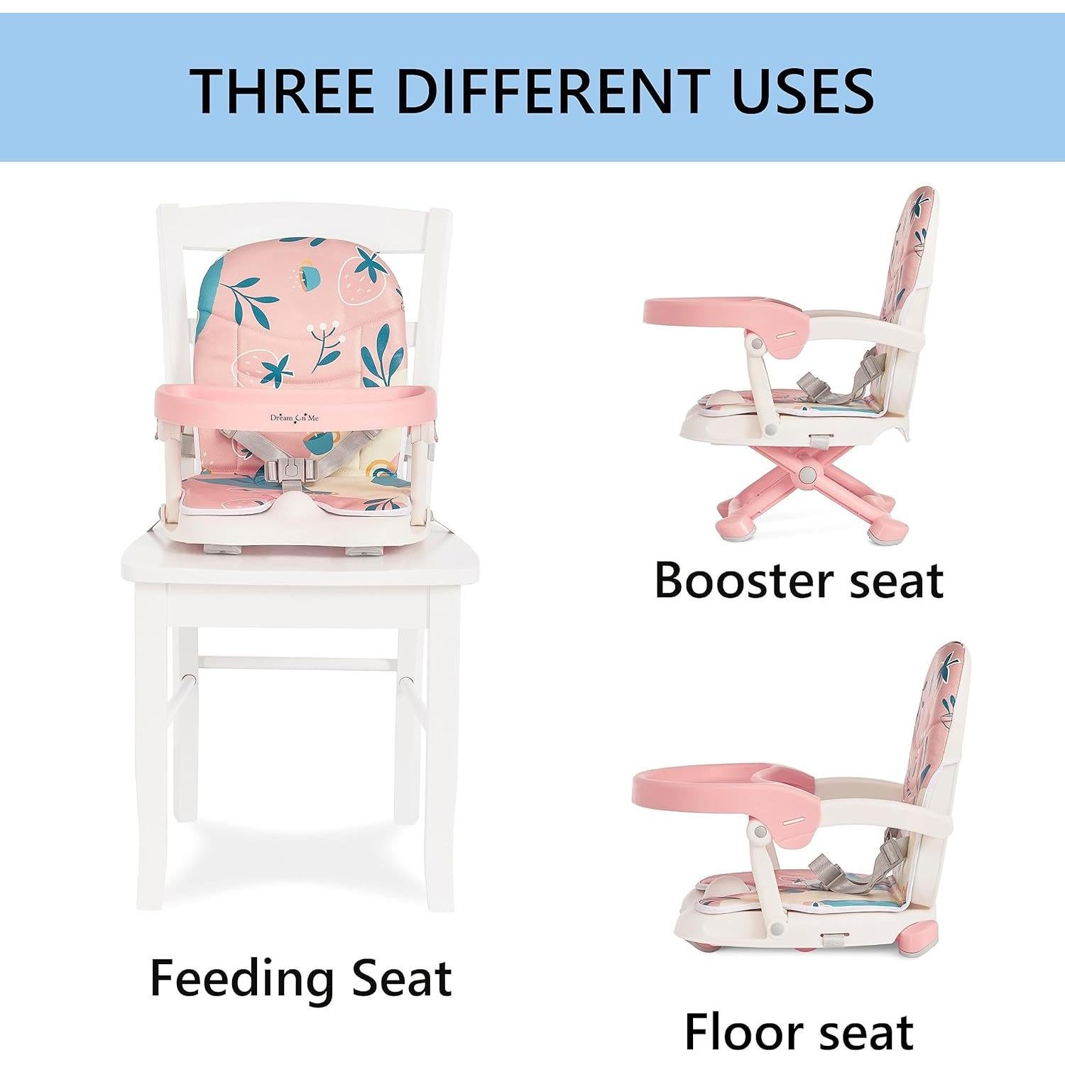 Asiento Elevador Dream On Me Munch N Go Rosa 3 en 1 Plegable