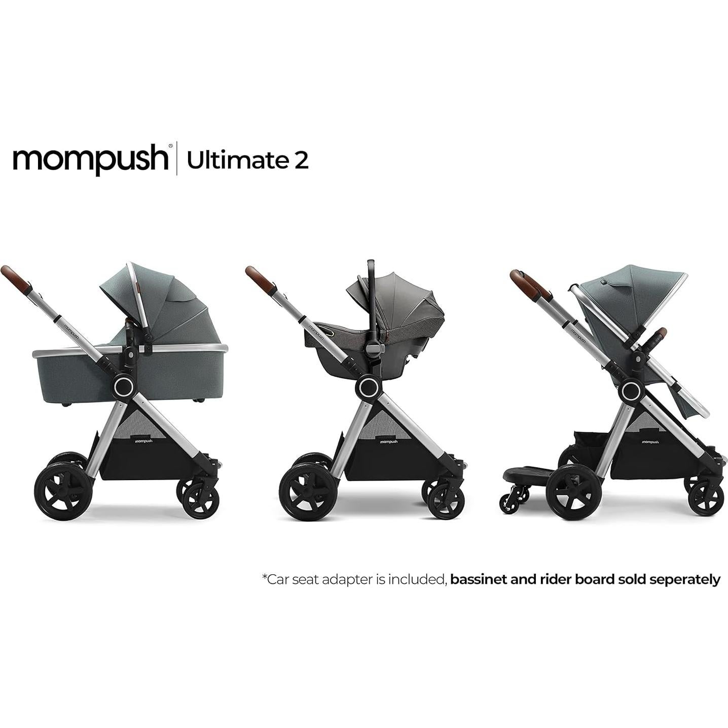 Carrito de bebé Mompush Ultimate2 Gris, asiento reversible y plegable