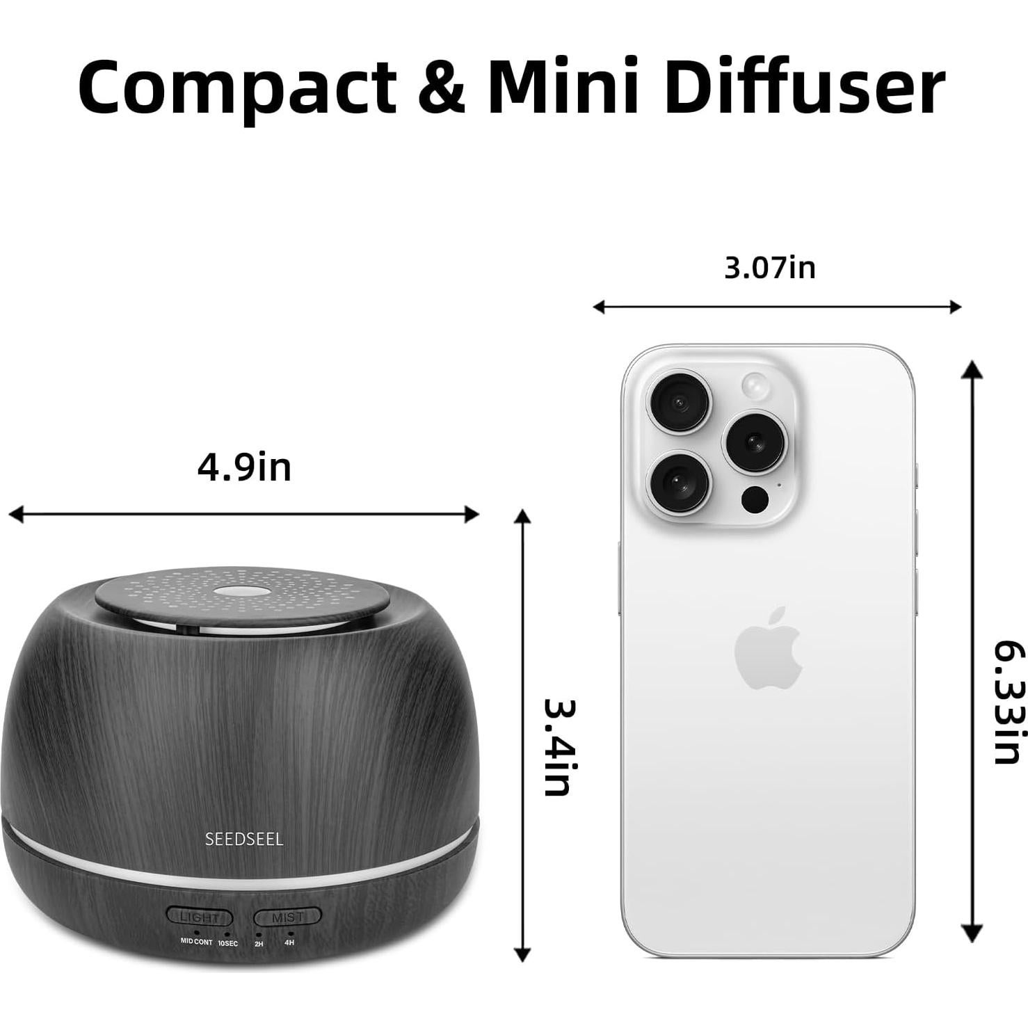 Difusor de Aceite Esencial 300ML SEEDSEEL Ultrasónico Control Remoto