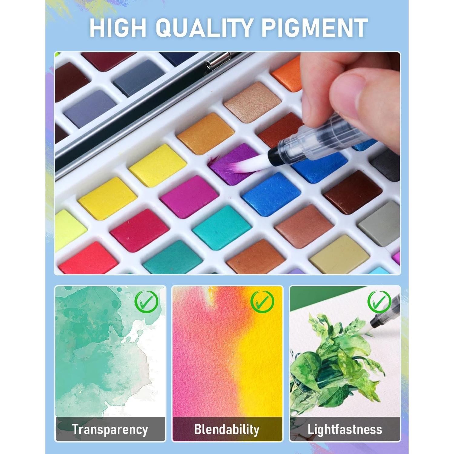 Juego de Pintura Acuarela Nicpro 168 Colores con Pinceles y Papel