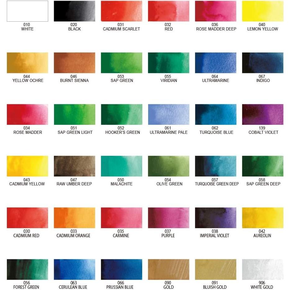 Juego de Acuarelas Kuretake Gansai Tambi 36 Colores No Tóxicos