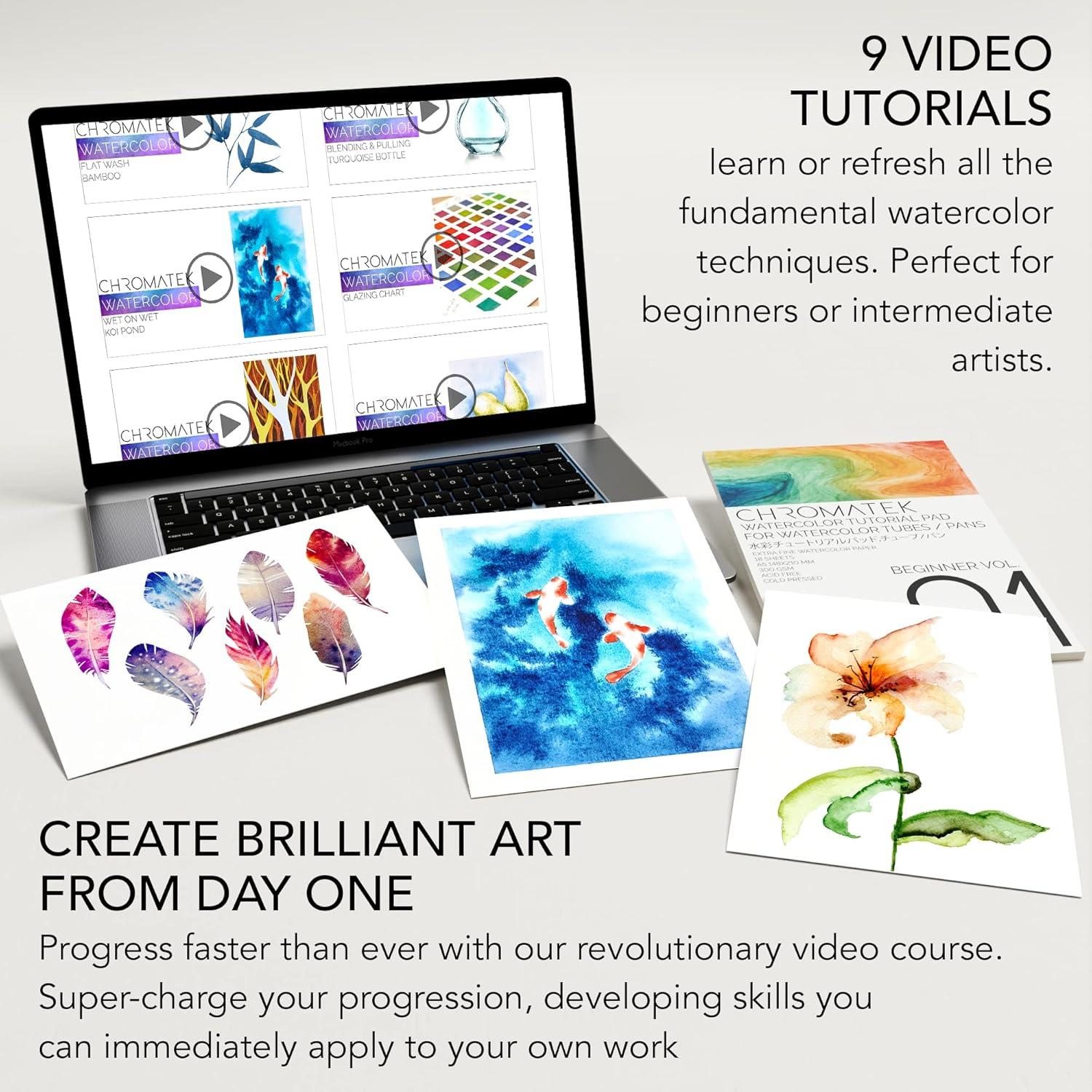 Juego de Pintura Acuarela CHROMATEK 62 Piezas - Tubos 12ml