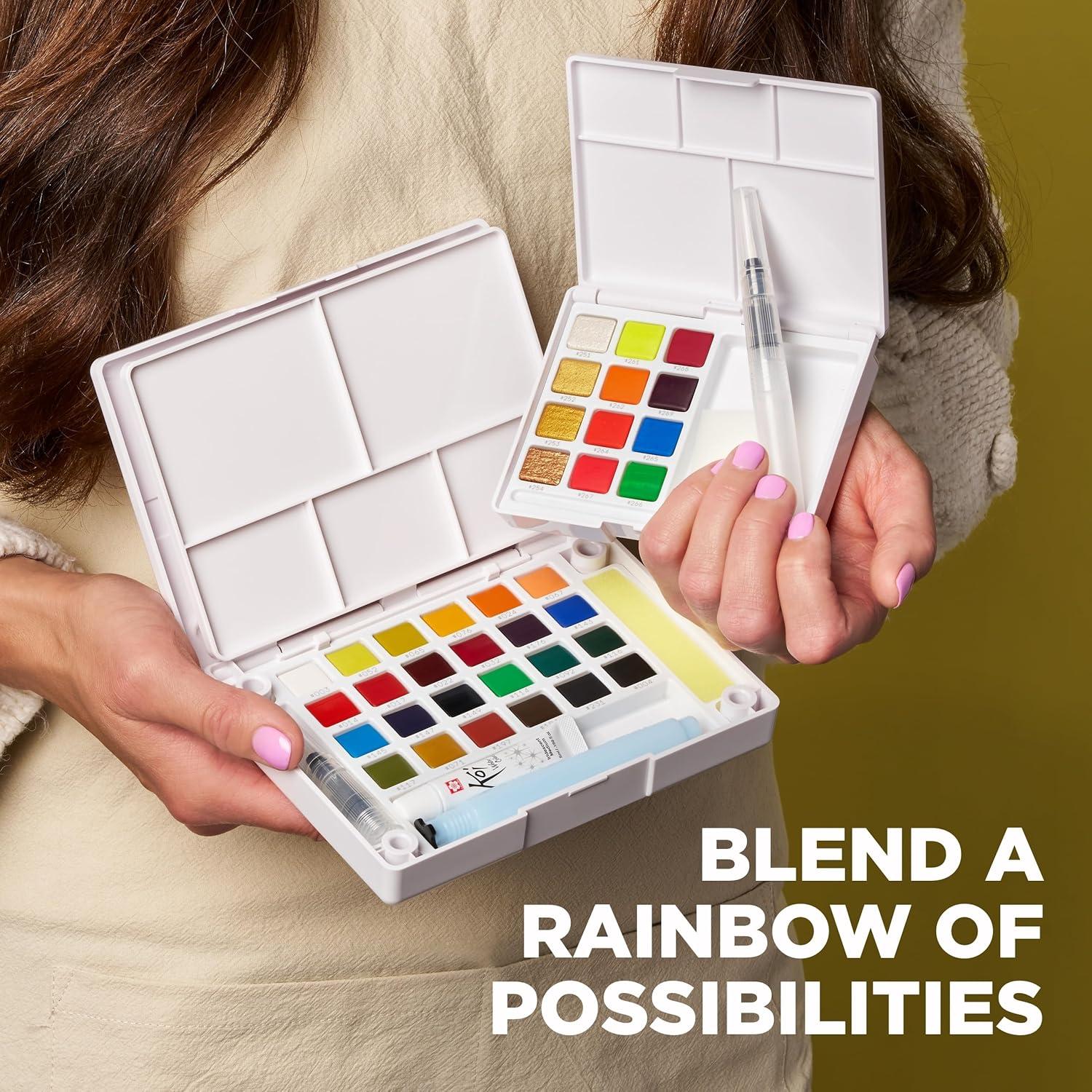 Kit de Acuarelas Portátil SAKURA Koi - 30 Colores + Pincel