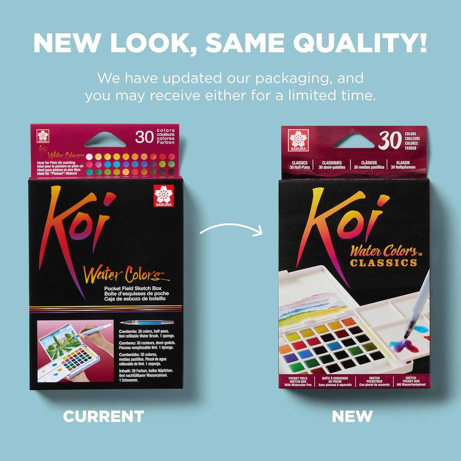 Kit de Acuarelas Portátil SAKURA Koi - 30 Colores + Pincel