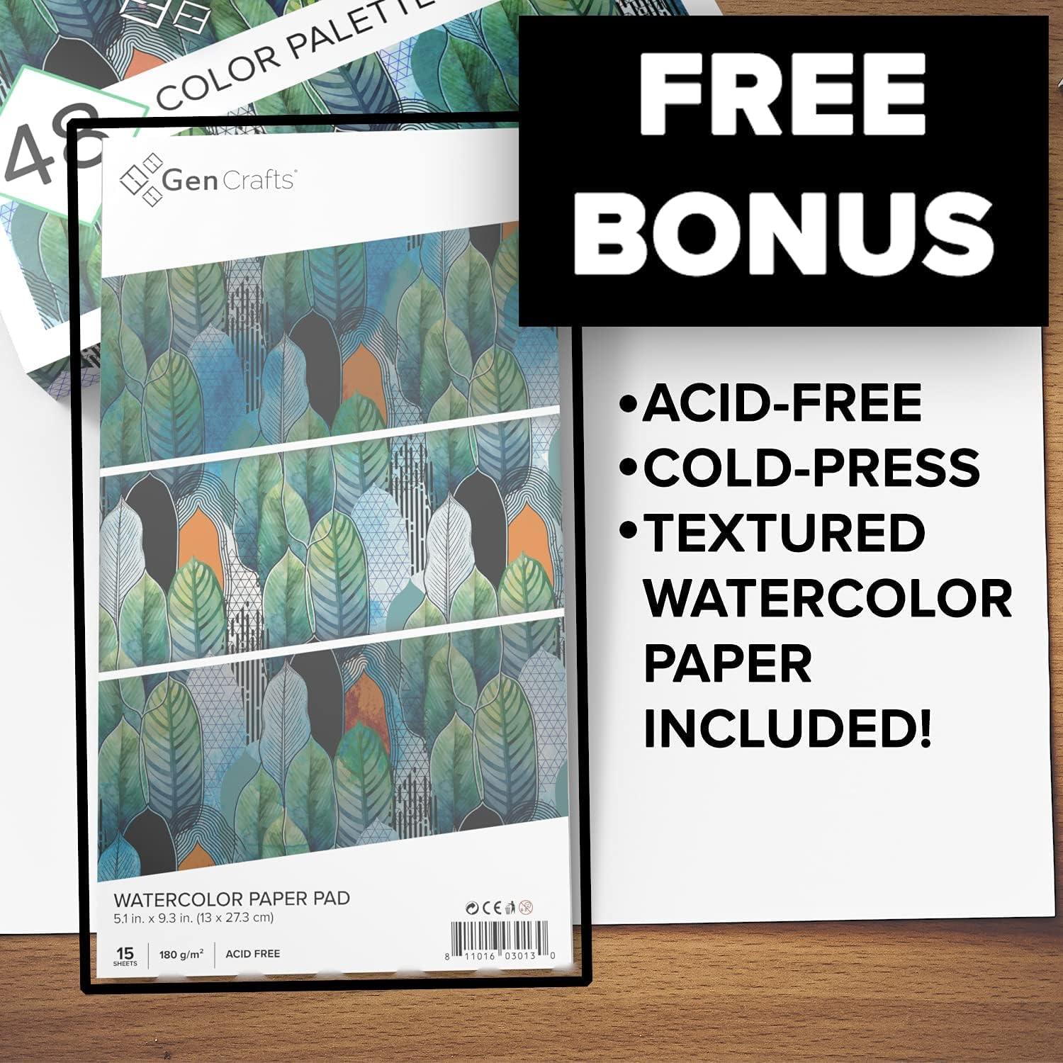 Paleta de Pintura Acuarela GenCrafts 48 Colores con Pinceles