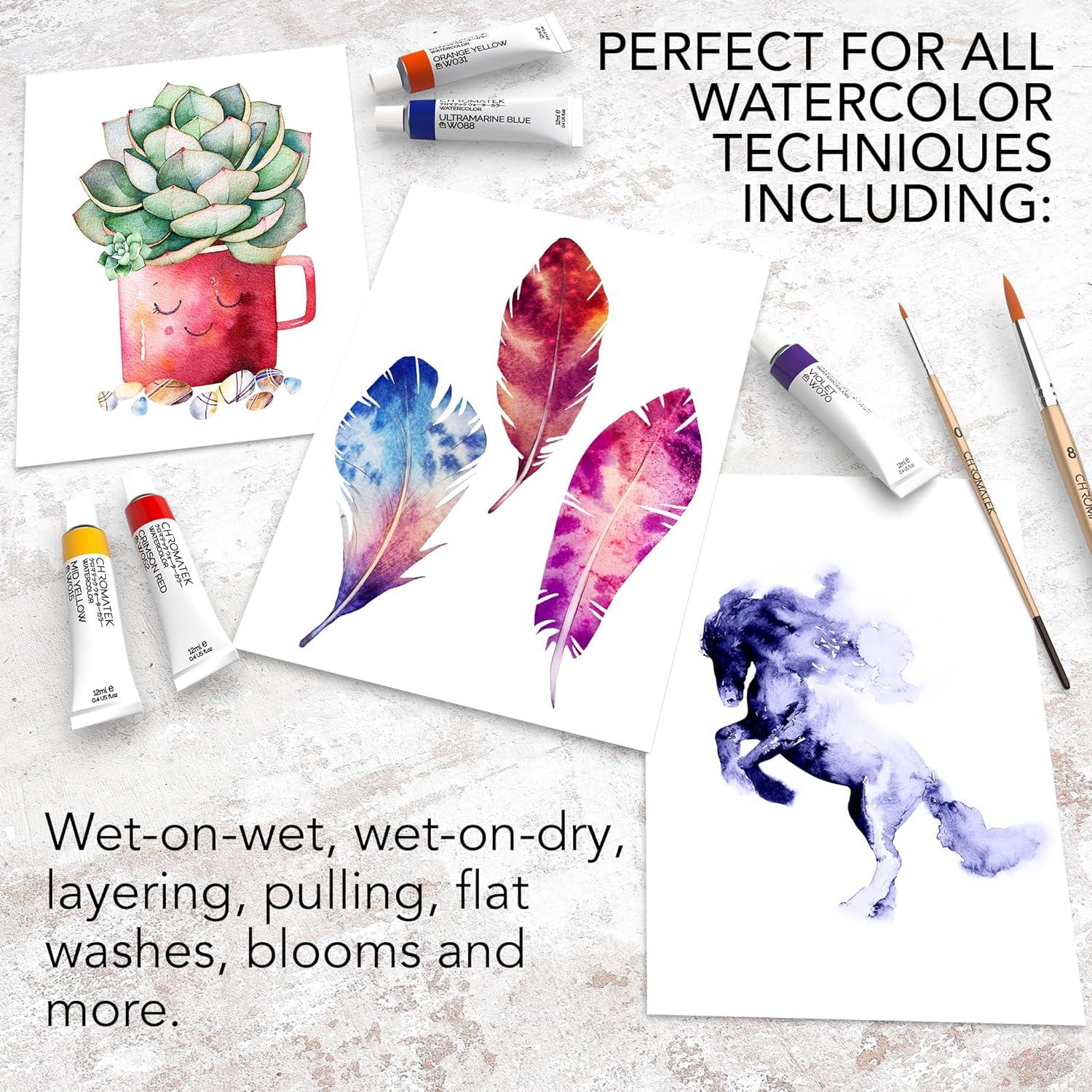 Juego de Pintura Acuarela CHROMATEK - 48 Tubos de 12ml - Colores Vibrantes