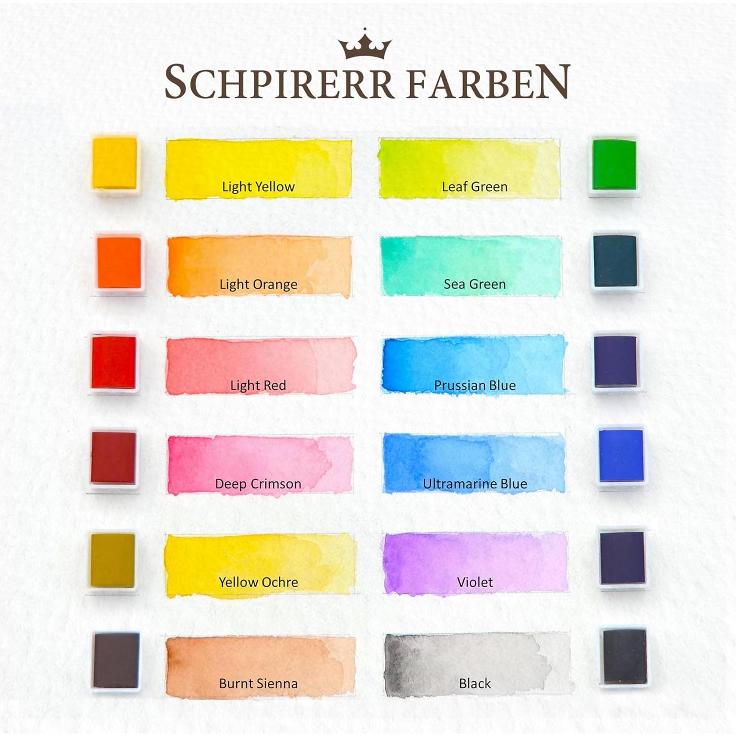 Set de Acuarelas SCHPIRERR FARBEN - 12 Colores Brillantes